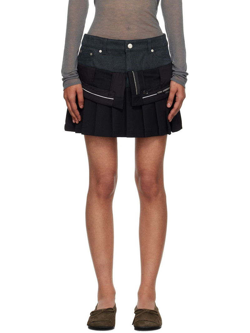 Black Inside Out Pleats Miniskirt 1