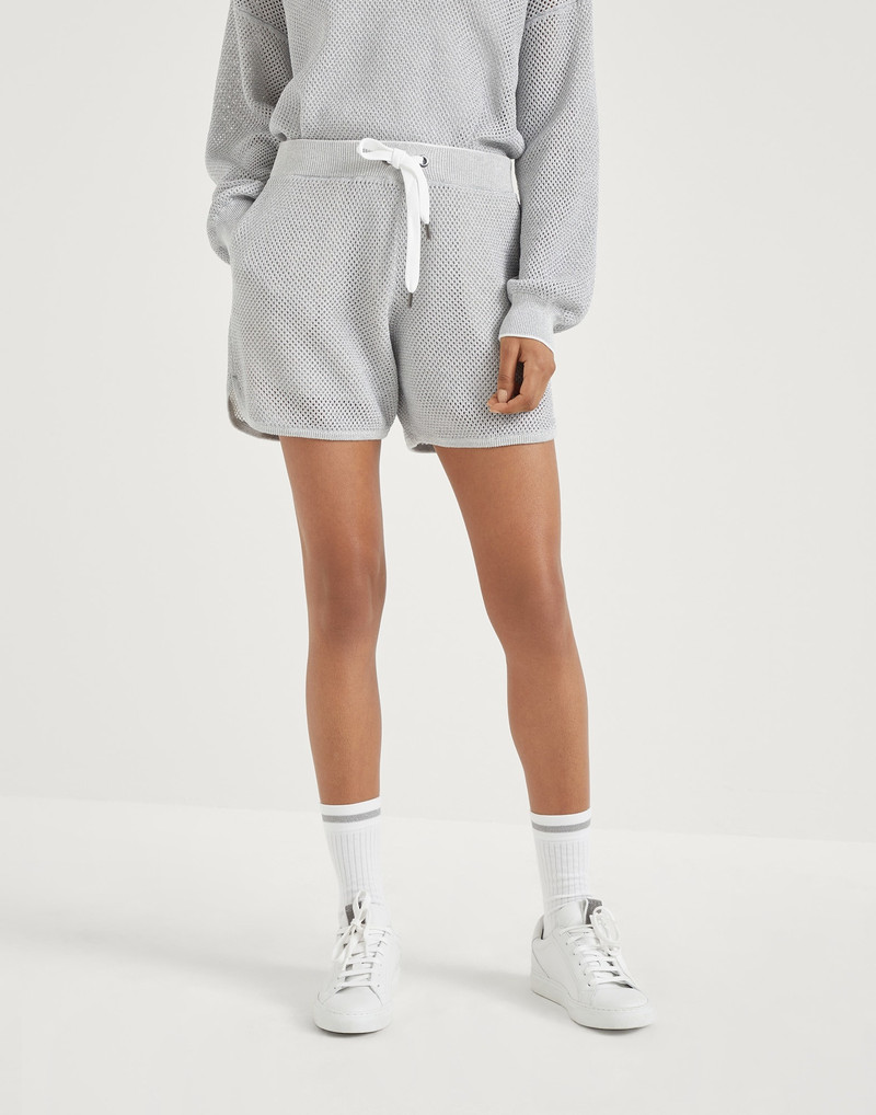 Cotton sparkling net knit shorts 1