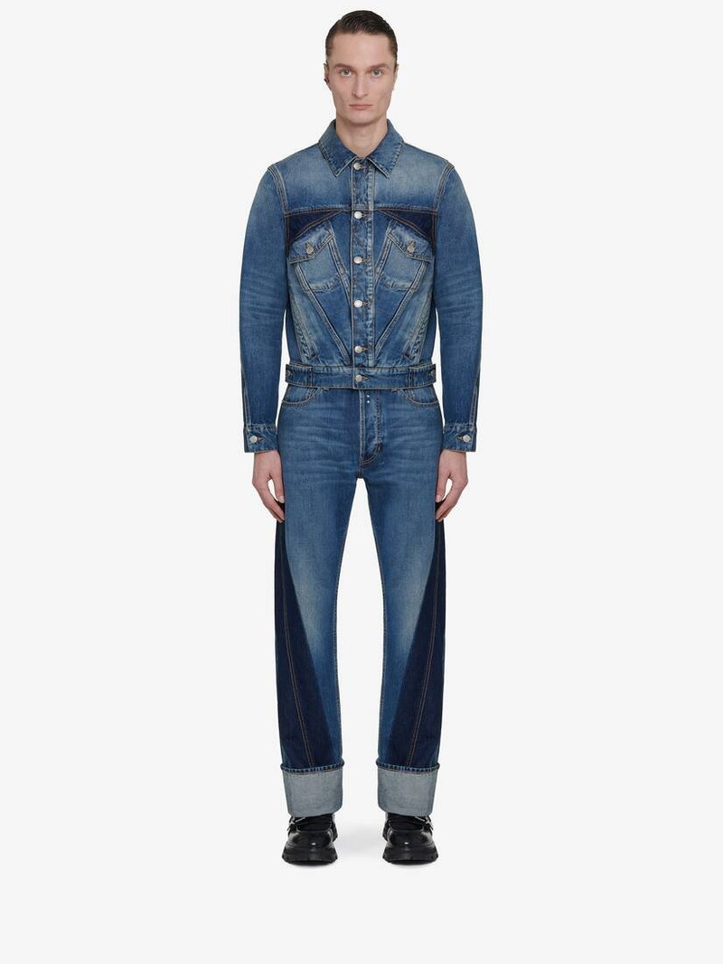 Men's Twisted Stripe Jeans in Washed Blue - 1