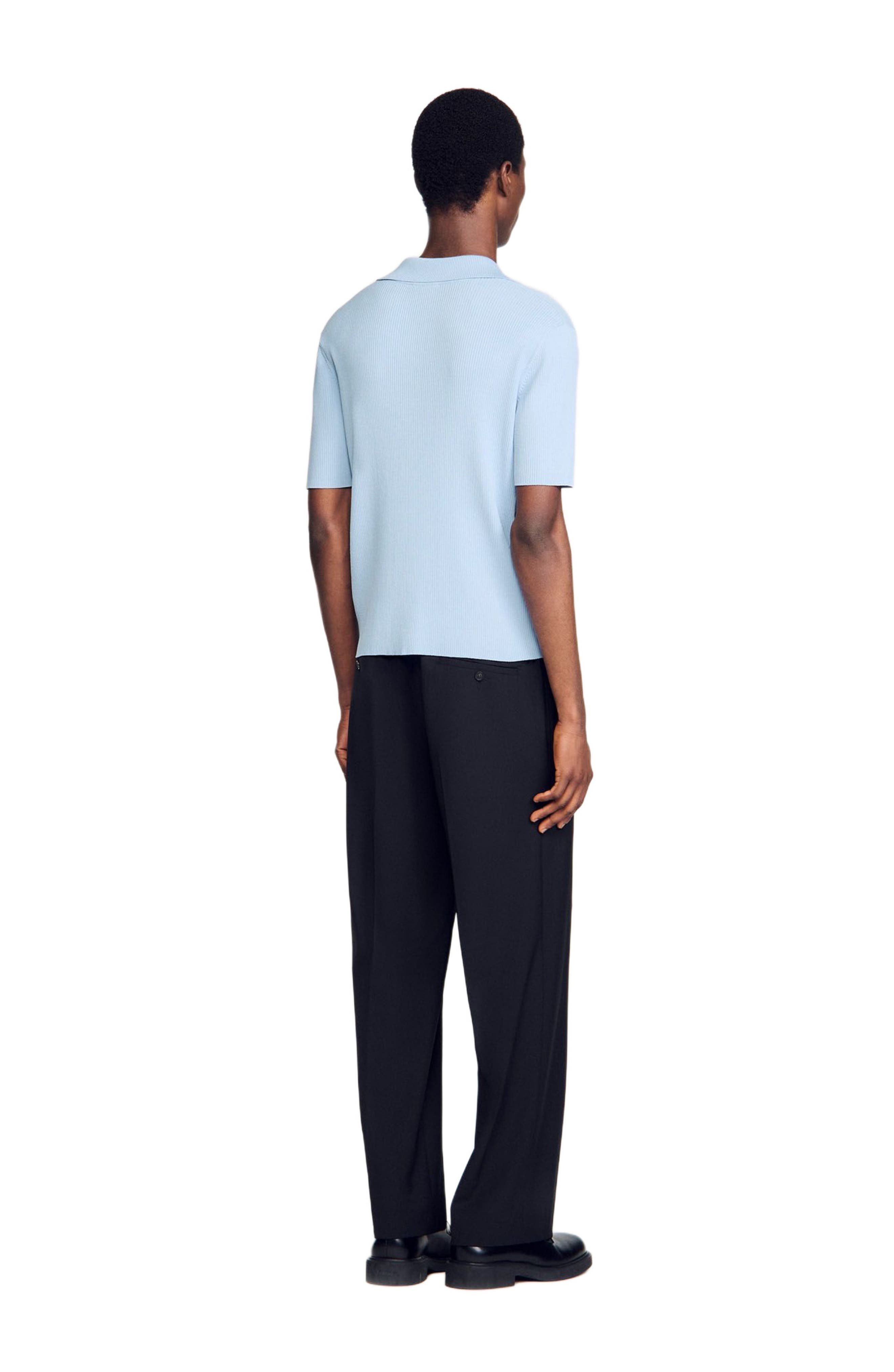 SANDRO Rib knit polo shirt in Blue Sky at Nordstrom - 2