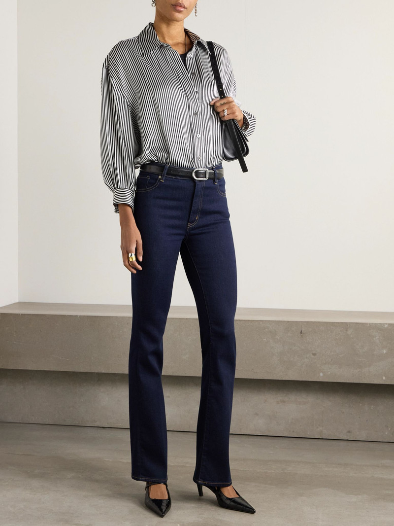 FRAME Reboot Super stretch high-rise bootcut jeans Dark denim outlook