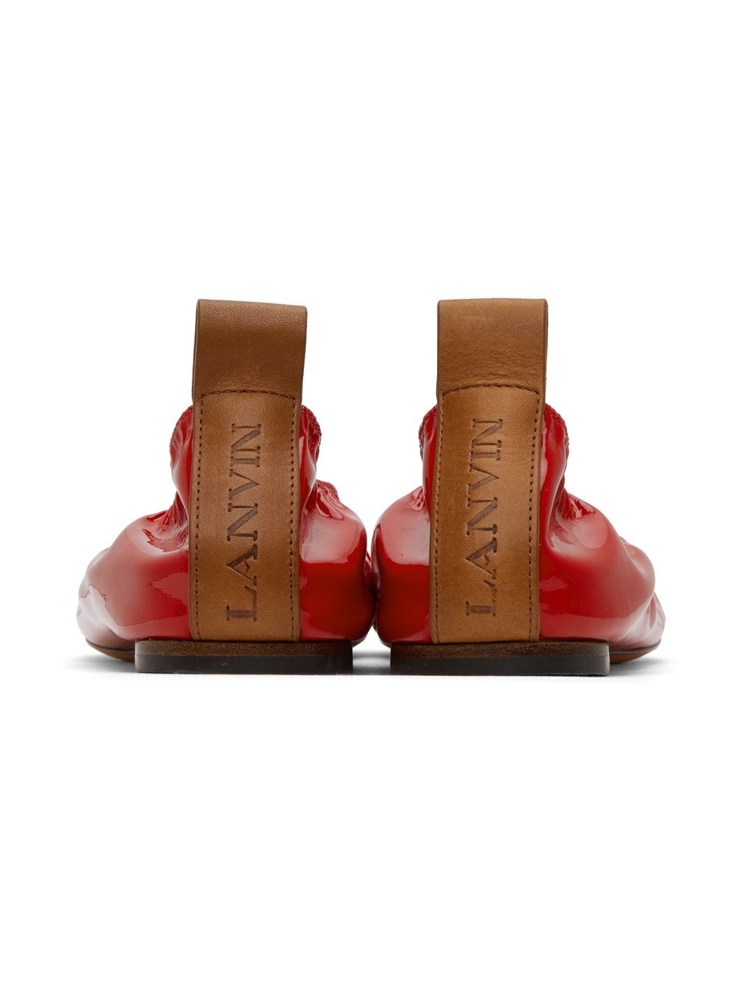 Red Leather Ballerina Flats - 2