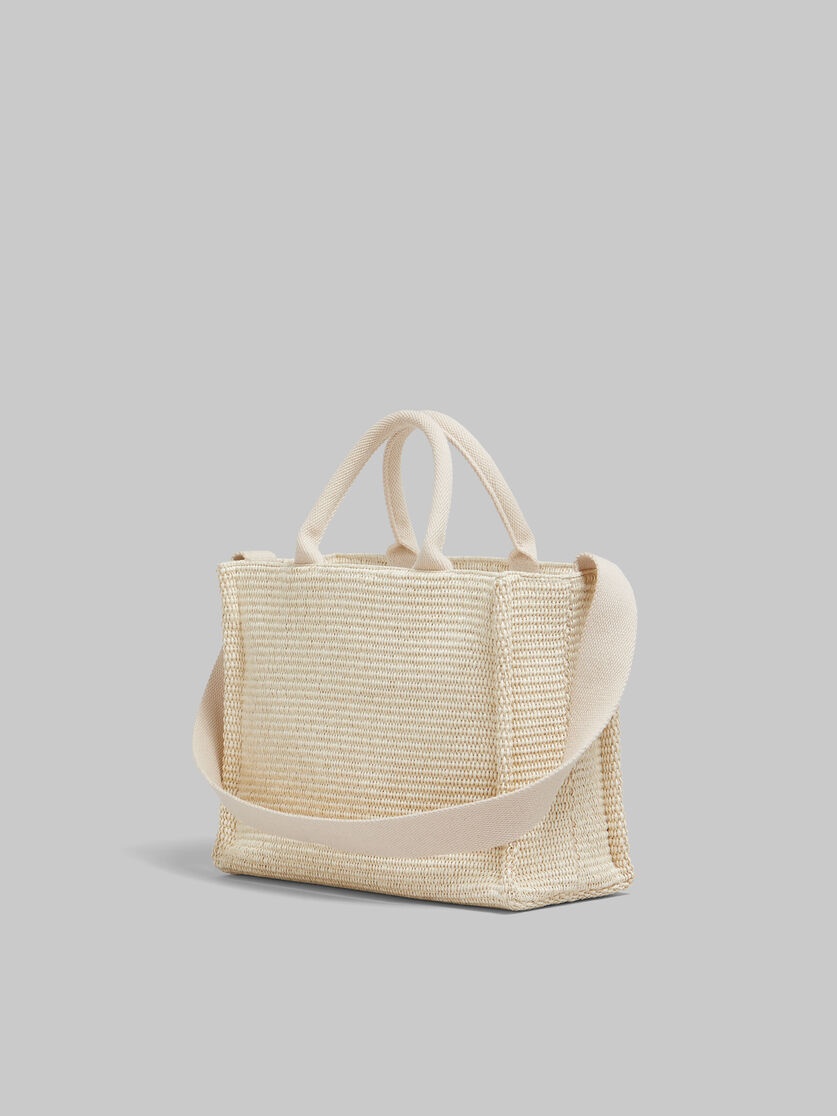 WHITE RAFFIA-EFFECT SMALL TOTE BAG - 3