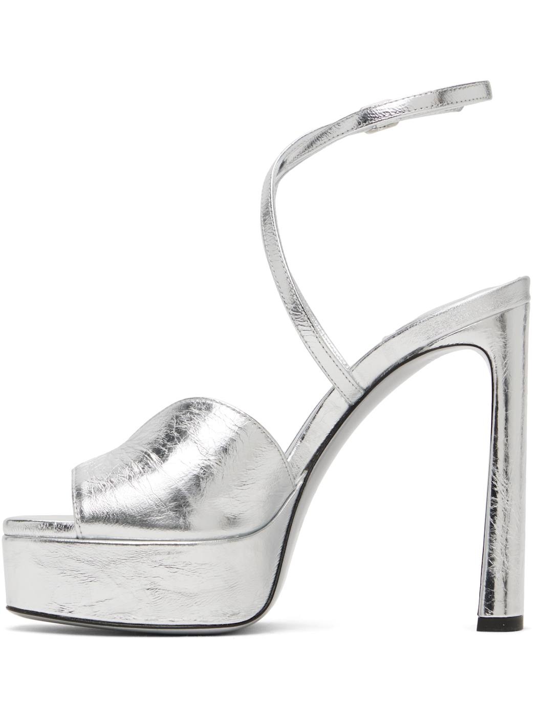 Silver Karli Platform 125 Heeled Sandals - 3