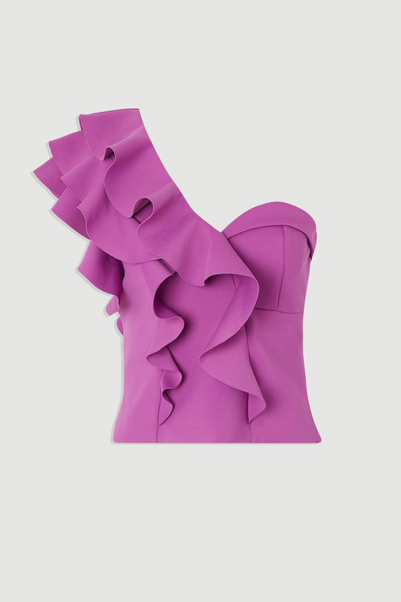 Scuba Draped Ruffle Woven Corset Top 4