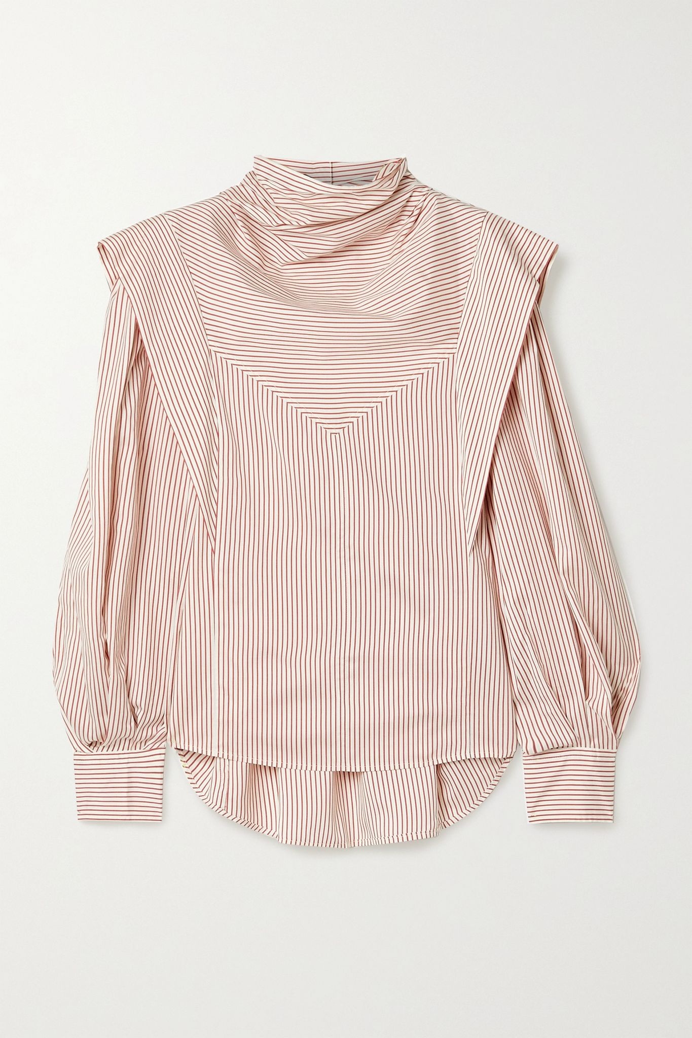 Bianca layered striped silk-twill blouse - 1