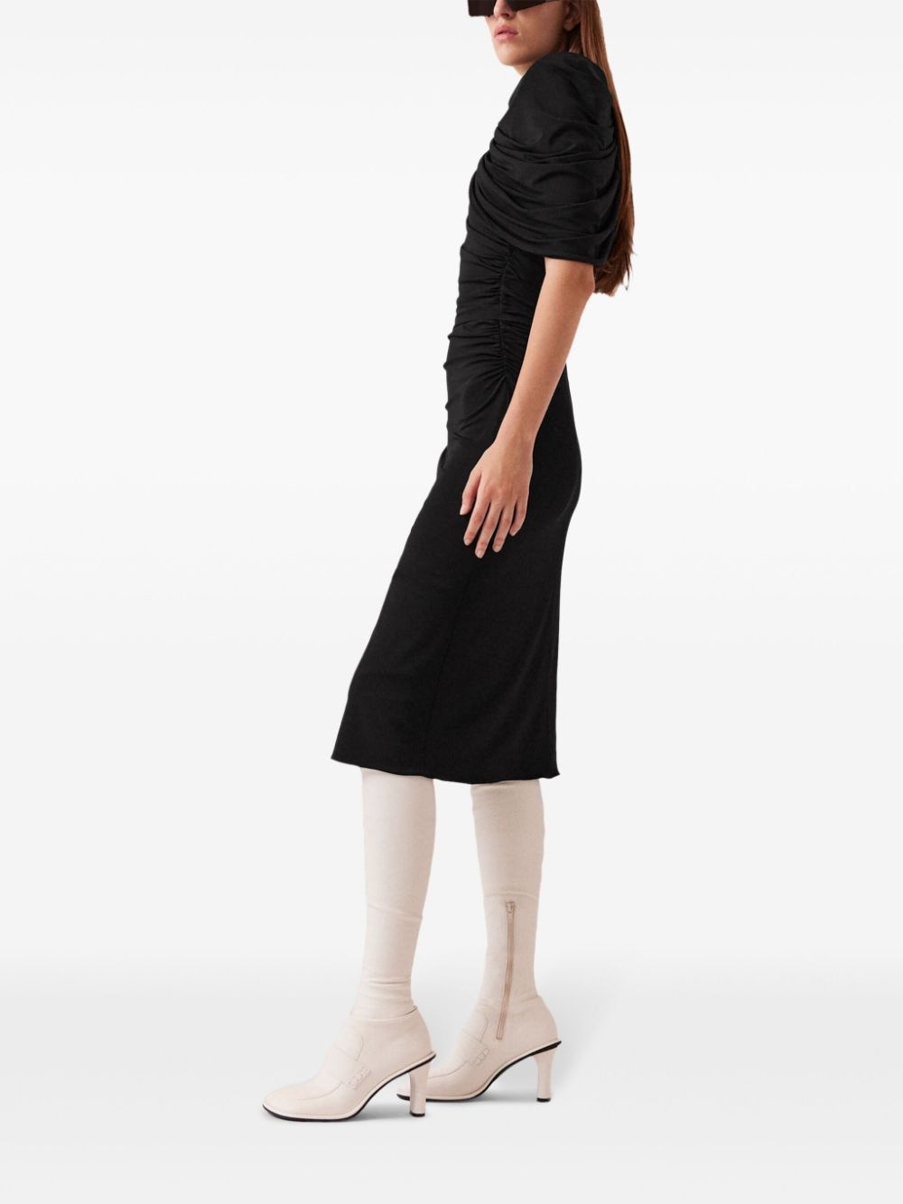 draped midi dress - 3