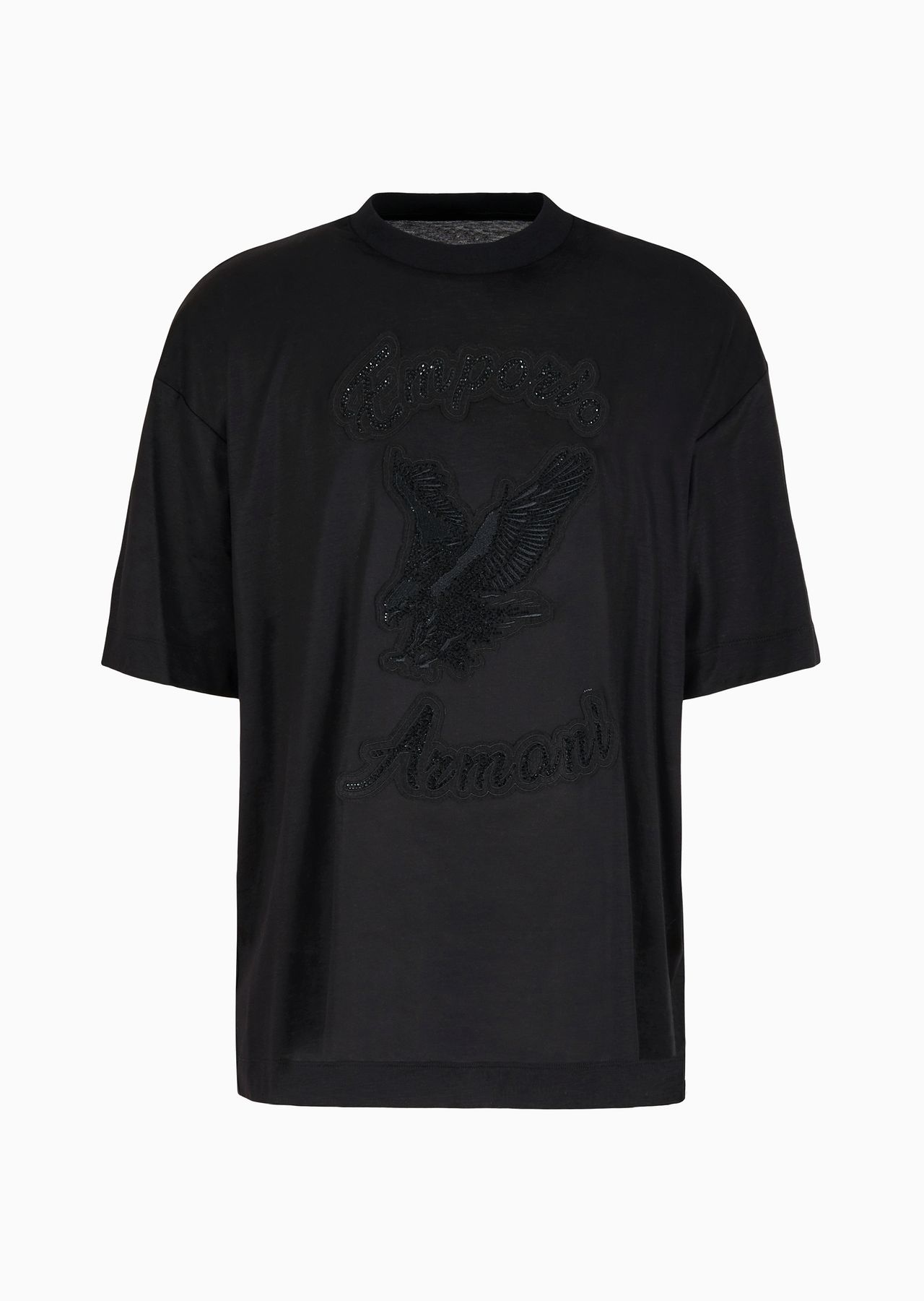 ASV Clubwear oversize T-shirt in Lyocell-blend jersey with rhinestone patch and embroidery - 1