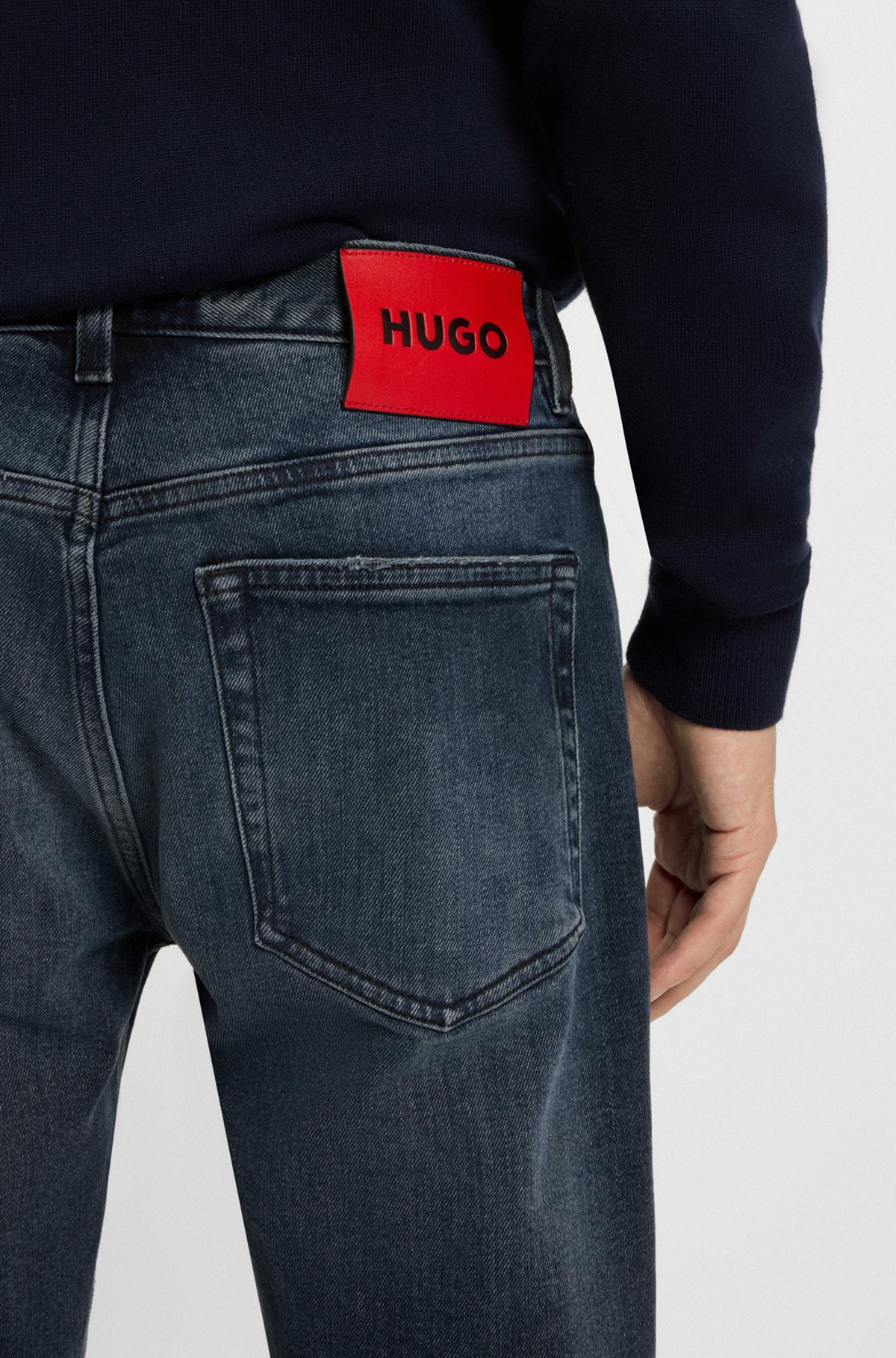 EXTRA-SLIM-FIT JEANS IN MID-BLUE STRETCH DENIM - 5