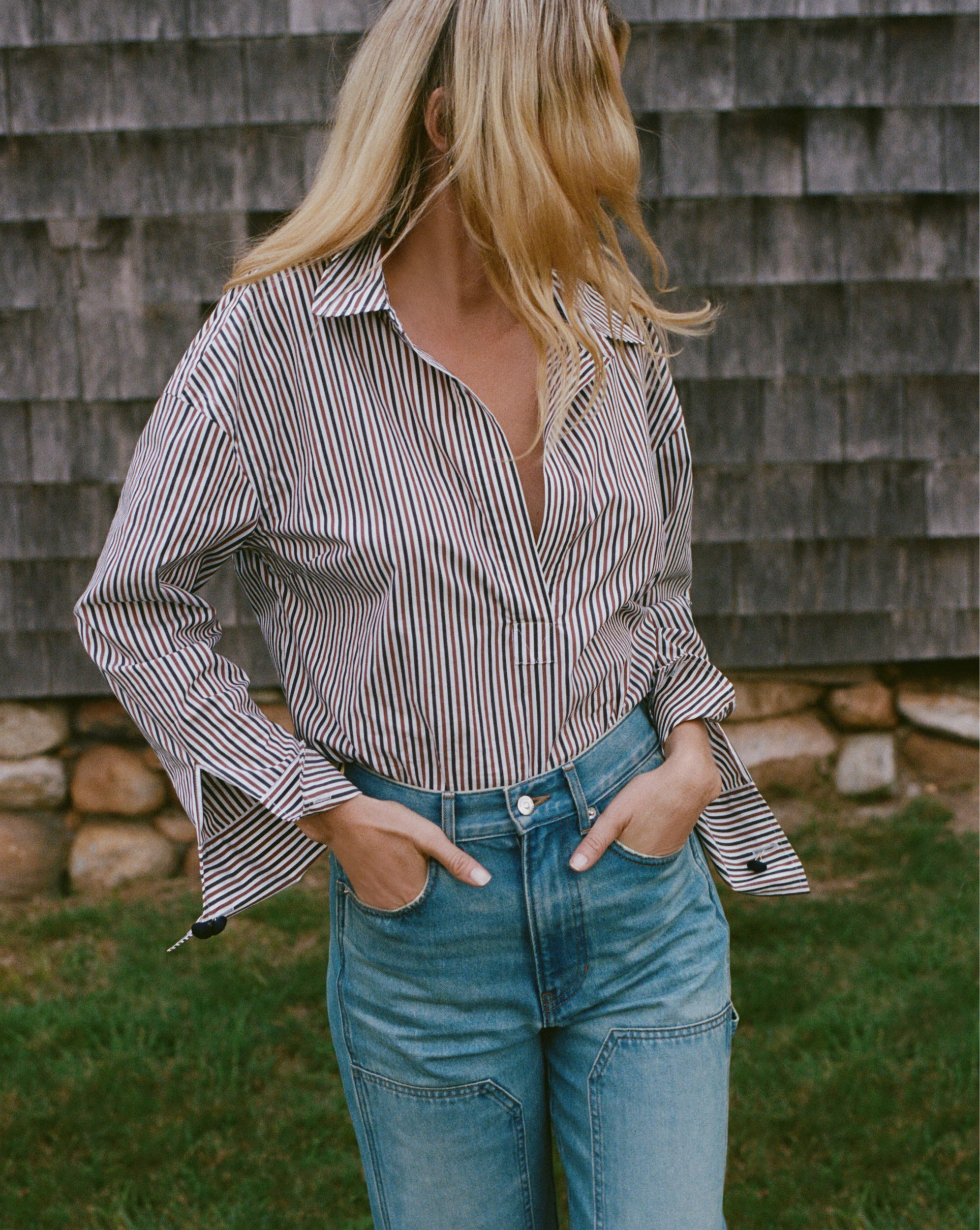 DRAYMOND STRIPED CUFF-SLEEVE SHIRT - 7