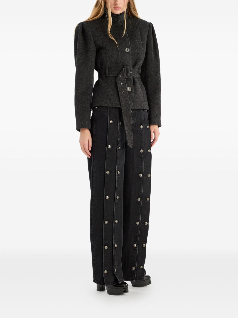 oversized belted jacket - 2