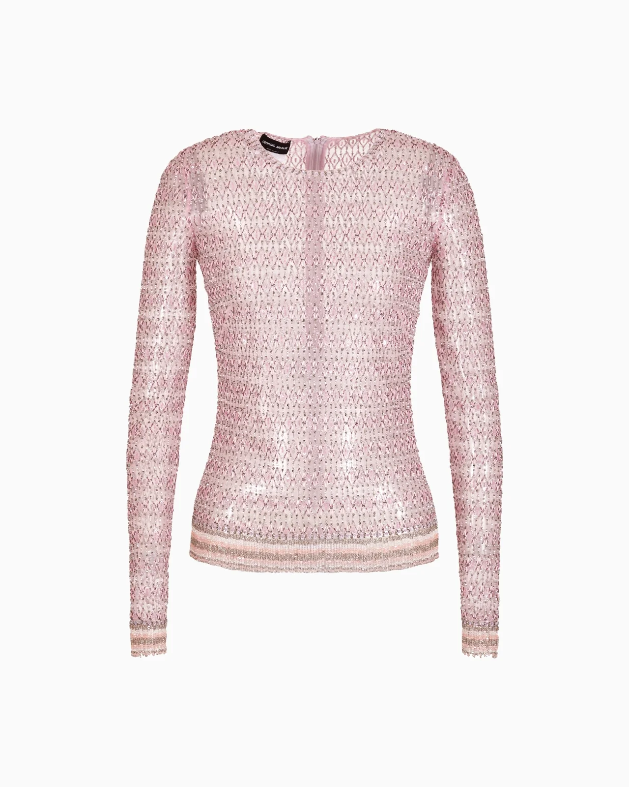 Crew-neck jumper in tulle with crystal embroidery - 1
