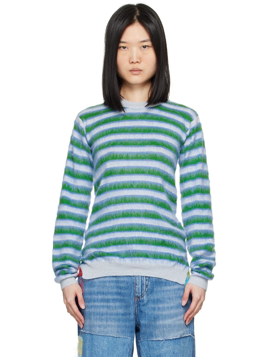 Blue & Green Striped Sweater - 1