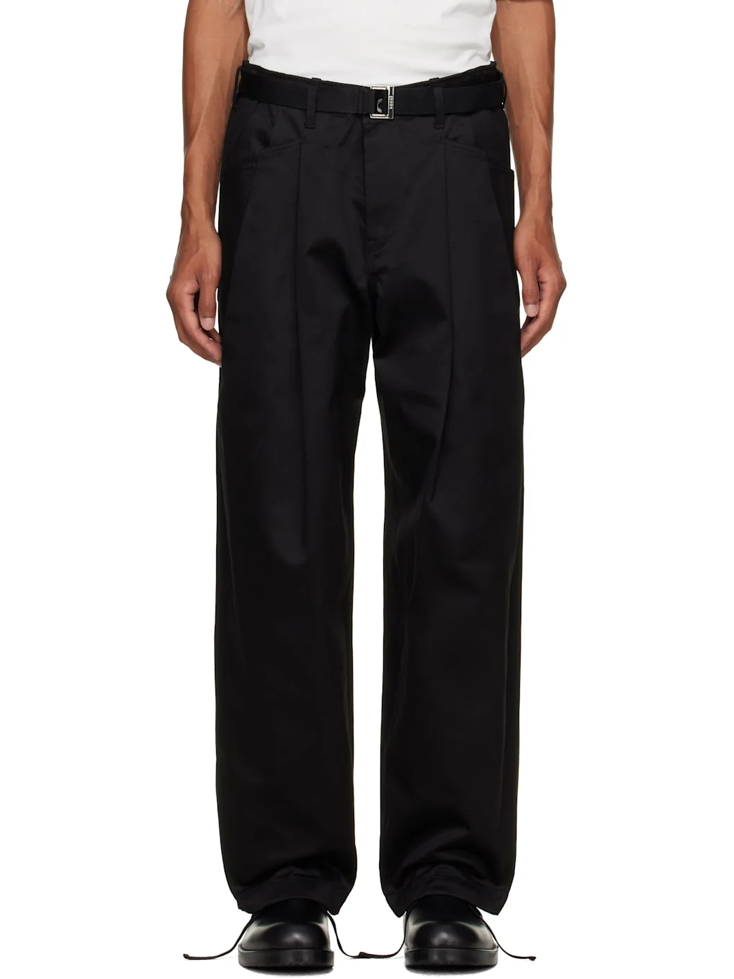 Black Cotton Chino Trousers - 1