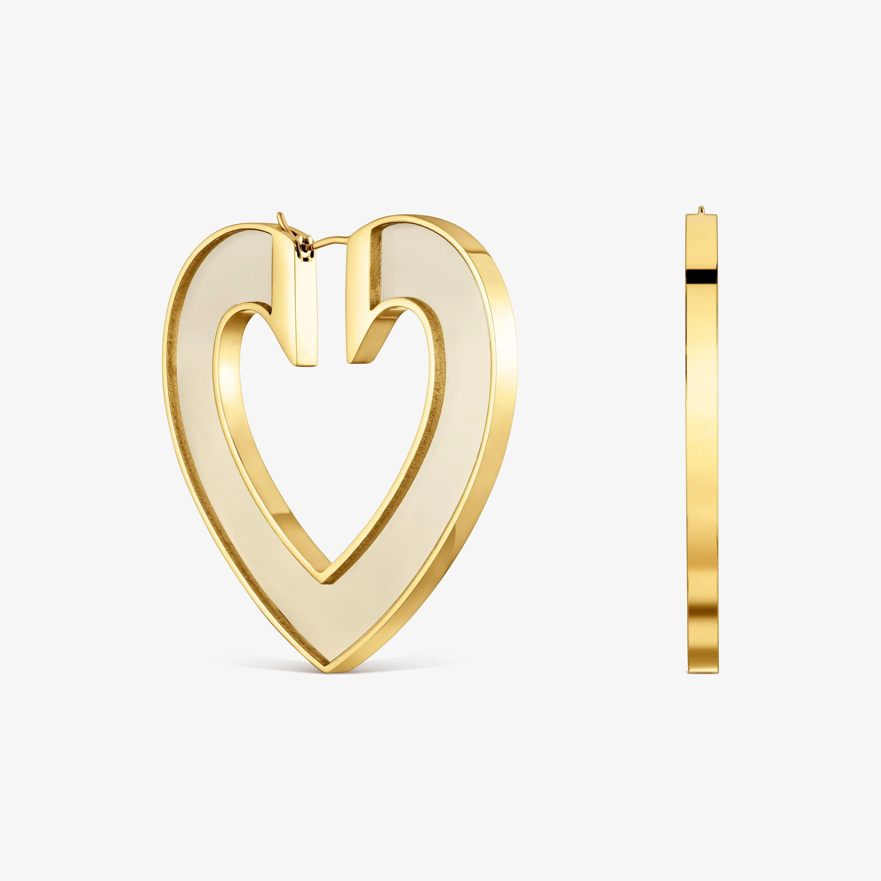 50 mm gold-colored steel and white resin heart Earrings TOUS Galaxy - 1