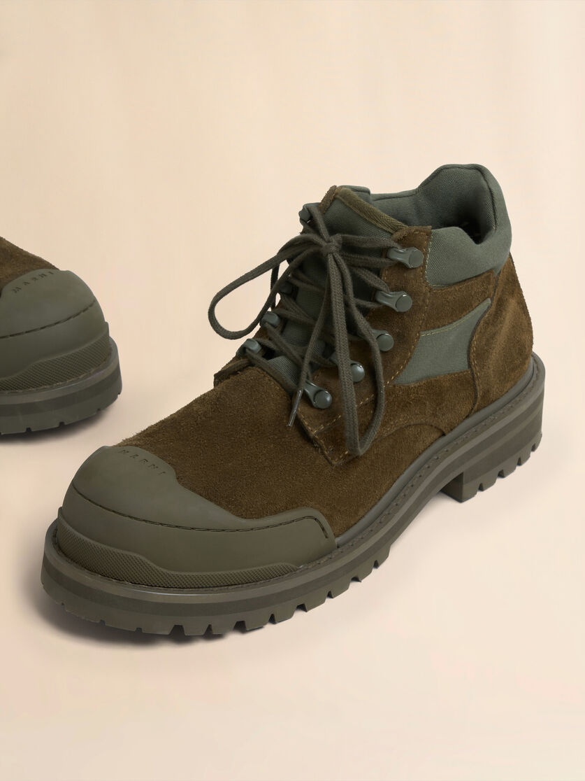 GREEN SUEDE PATCHY COMBAT BOOT - 4