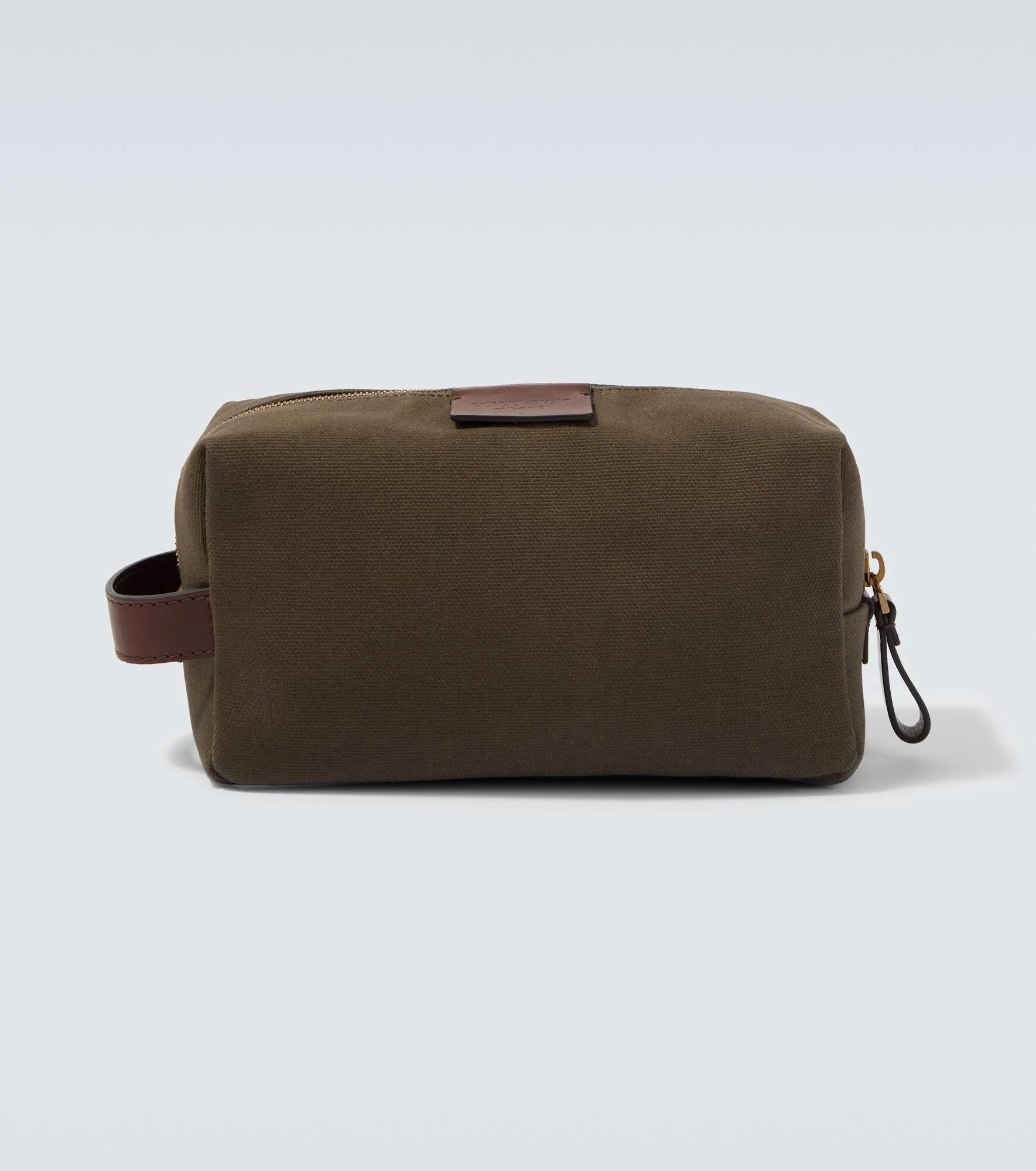 Leather-trimmed canvas toiletry bag - 1