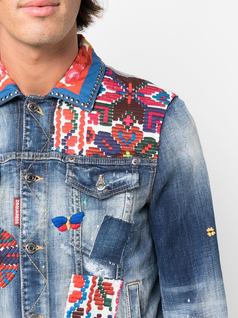 patchwork-detail denim jacket - 5