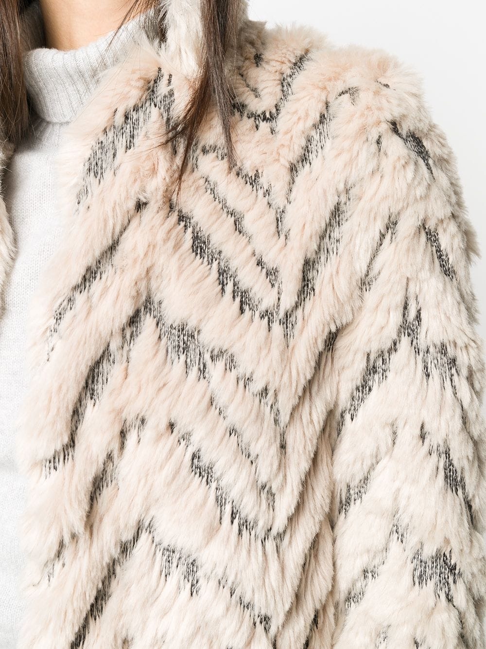 Fur Free Fur chevron-stripe coat - 5