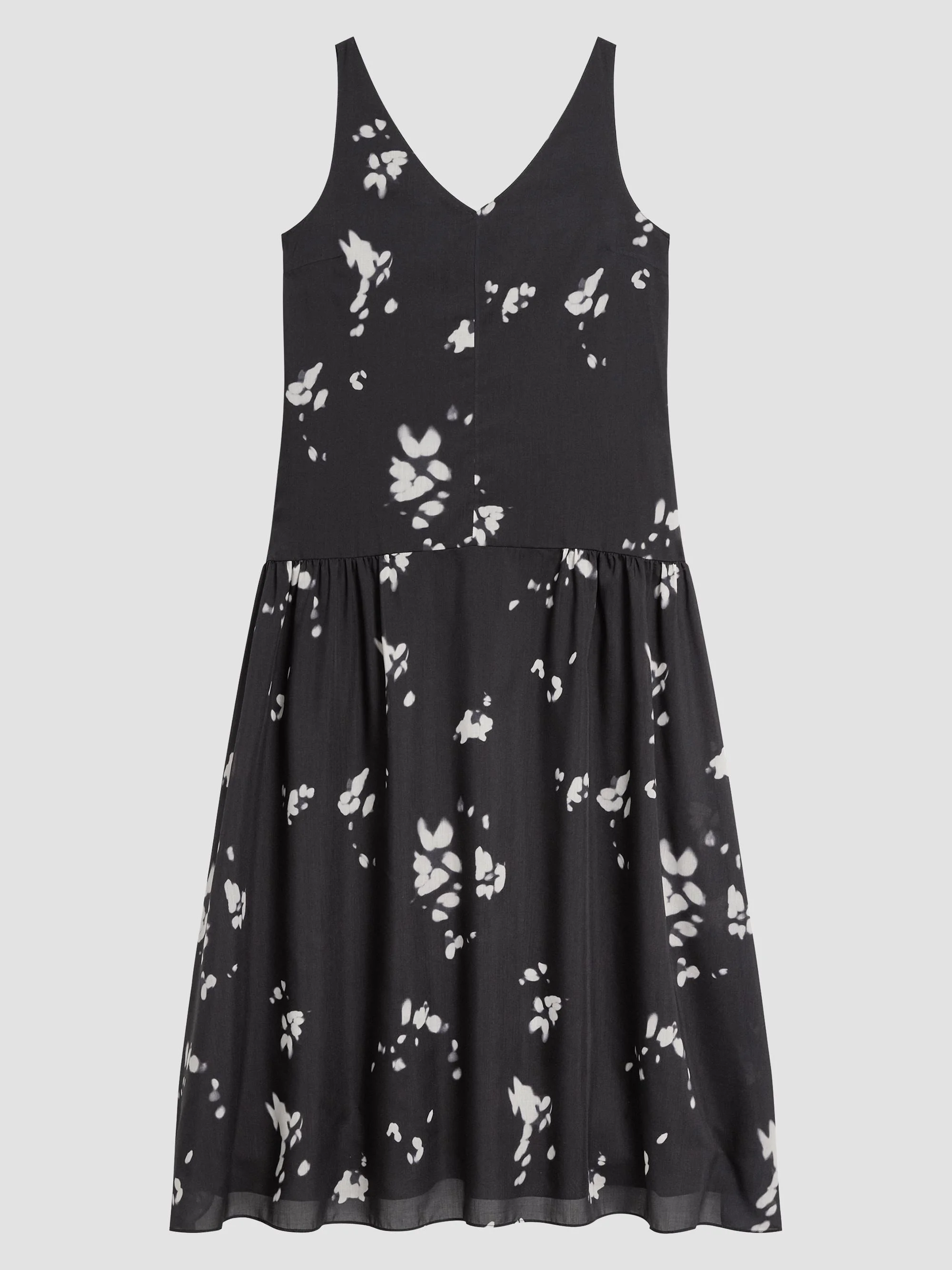 Women's Floral Drop-Waist Midi Dress - Black Multi - 1