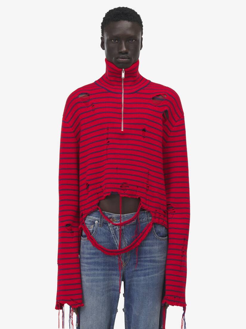 Distressed Striped Jumper - 2