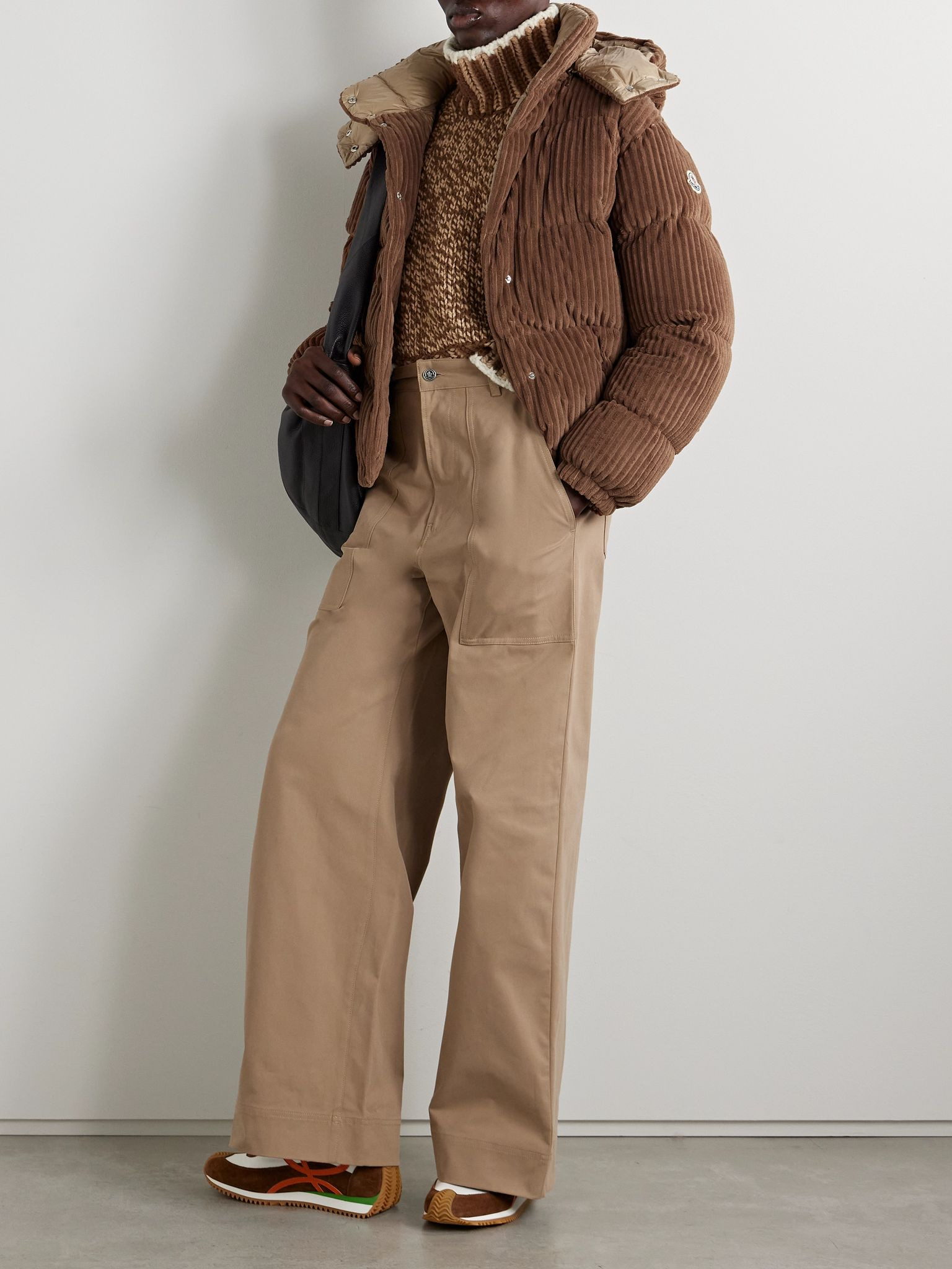 Daos hooded padded quilted corduroy down jacket Brown - 2