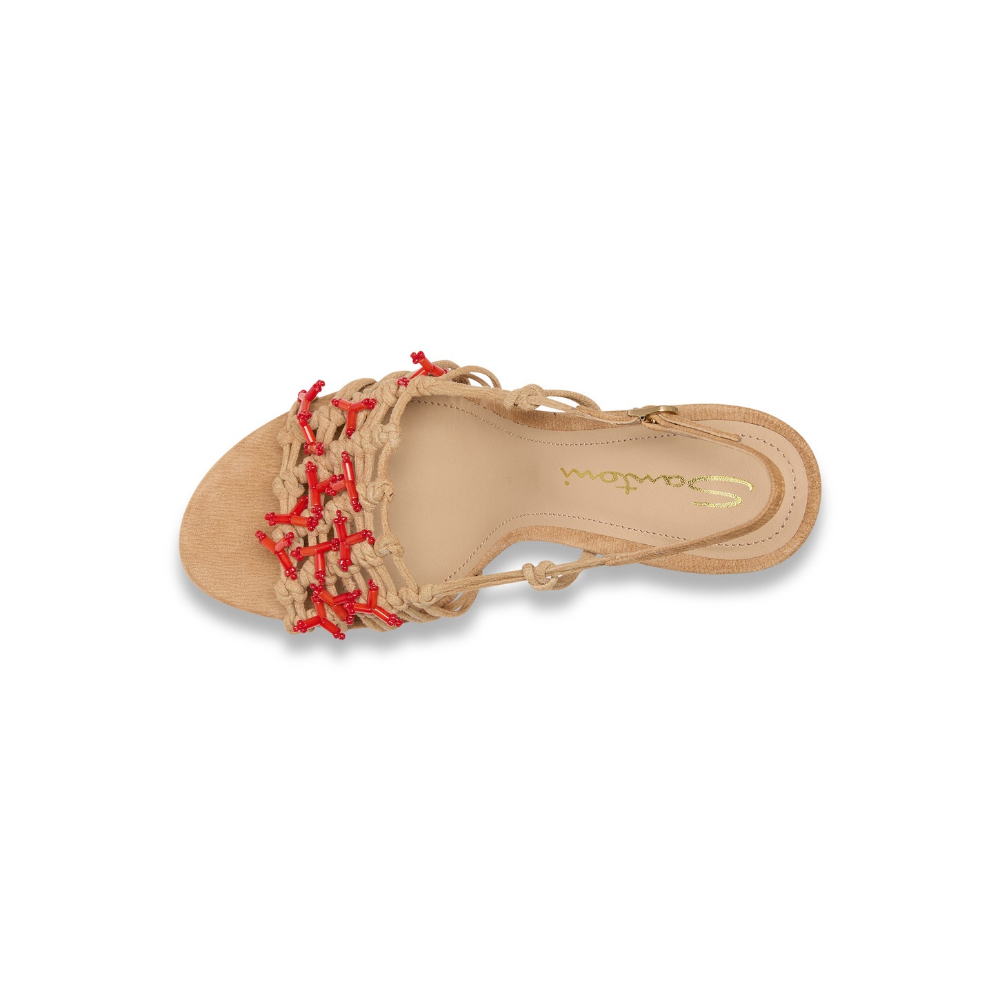 Women's beige suede and corals high-heel sandal - 5