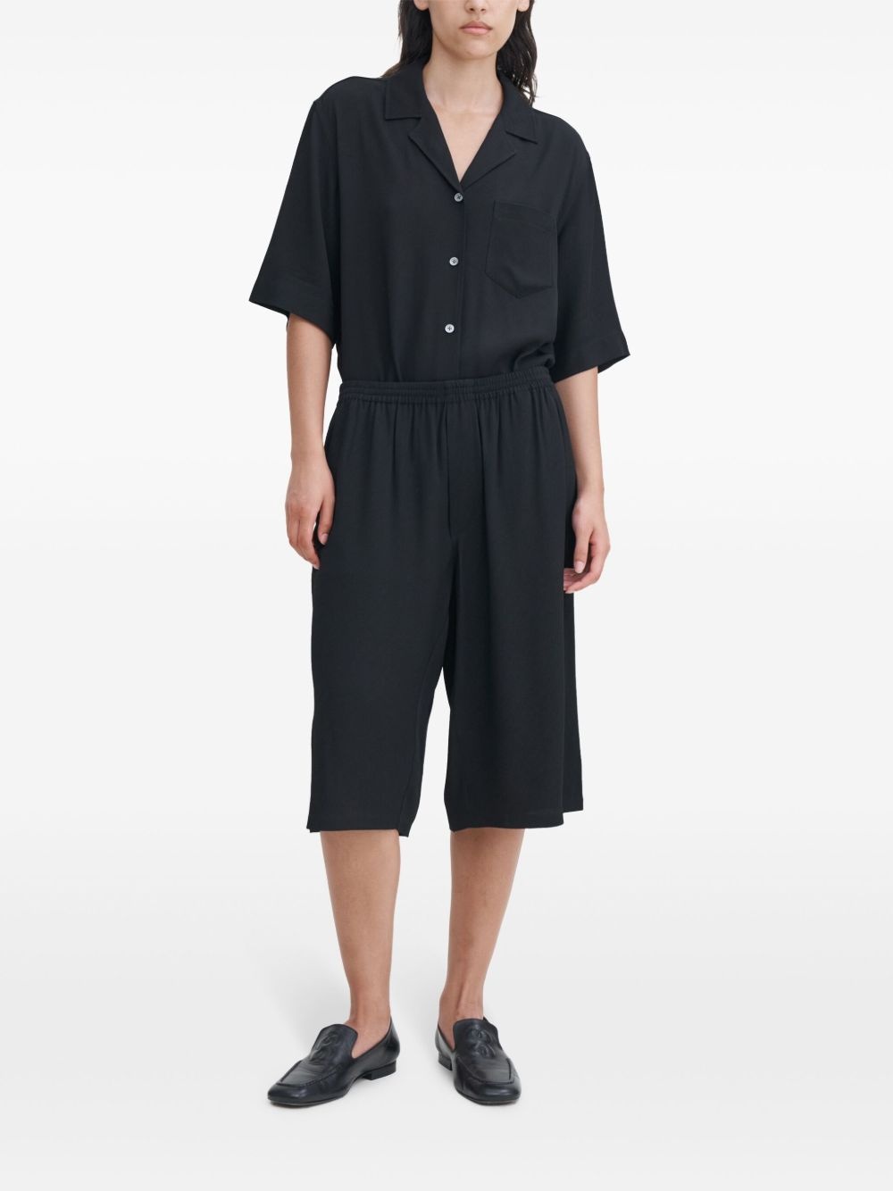 draped twill shorts - 2