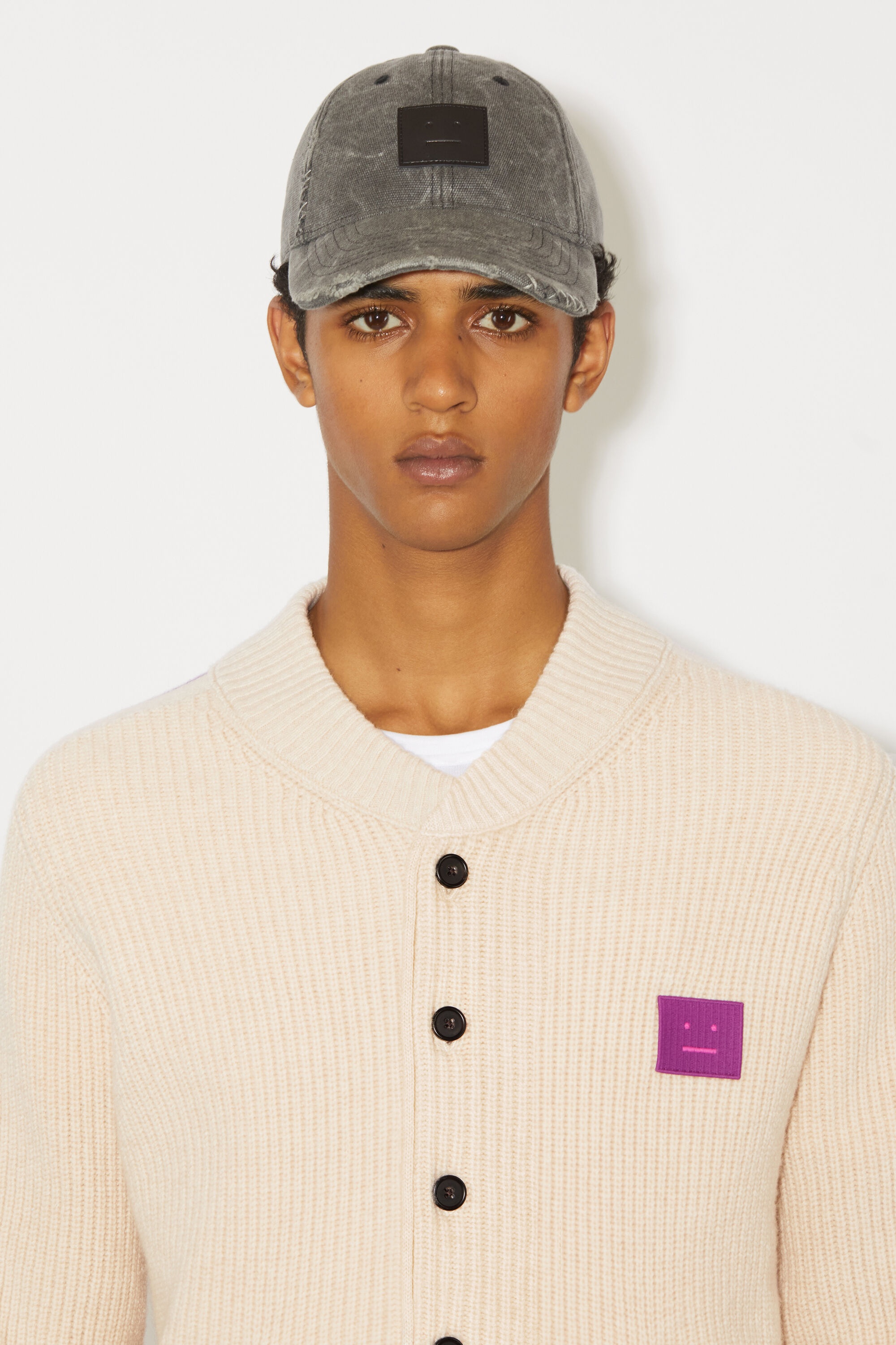 Crew neck cardigan - Oatmeal melange - 4