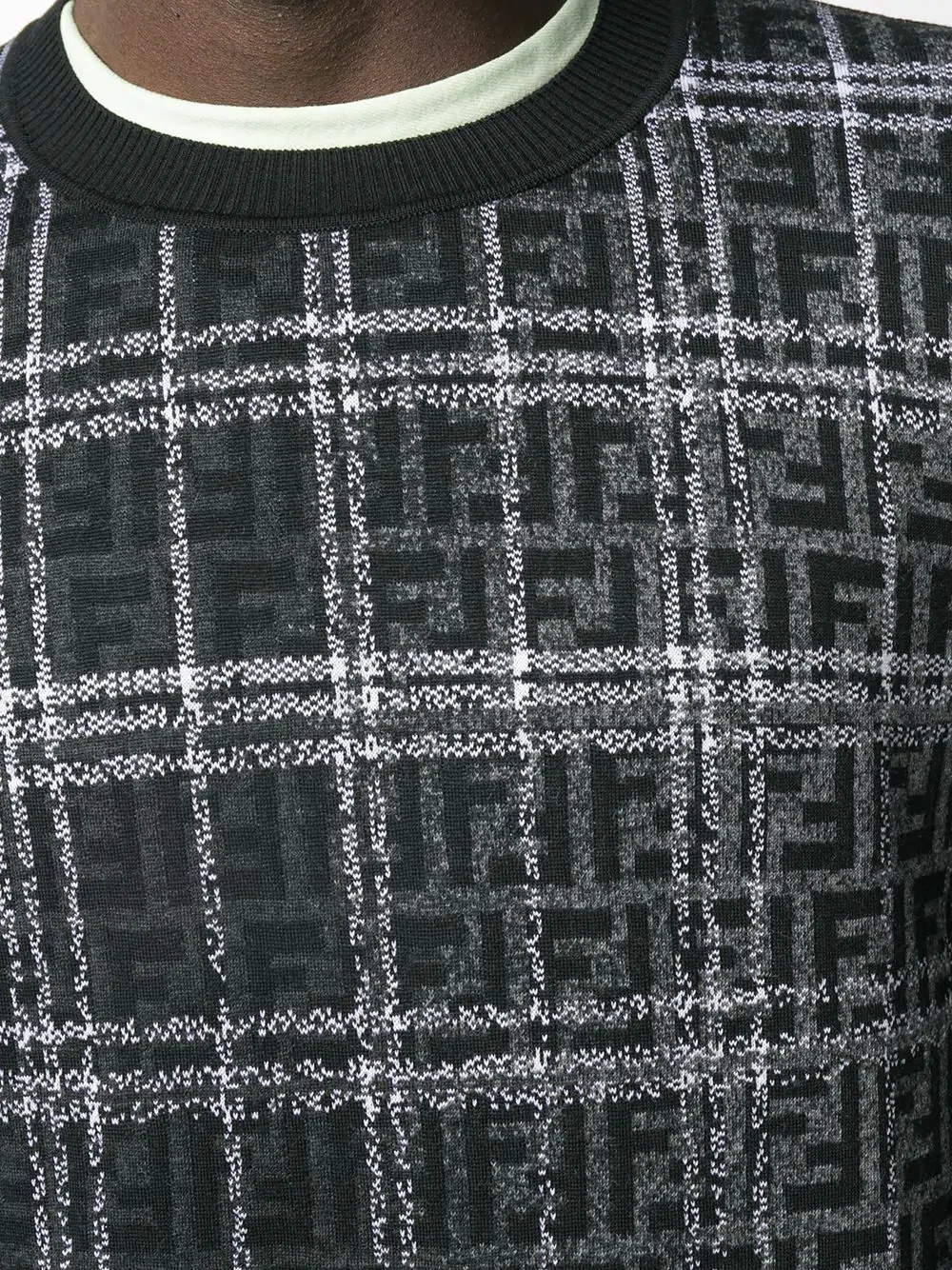 jacquard FF motif check jumper - 5