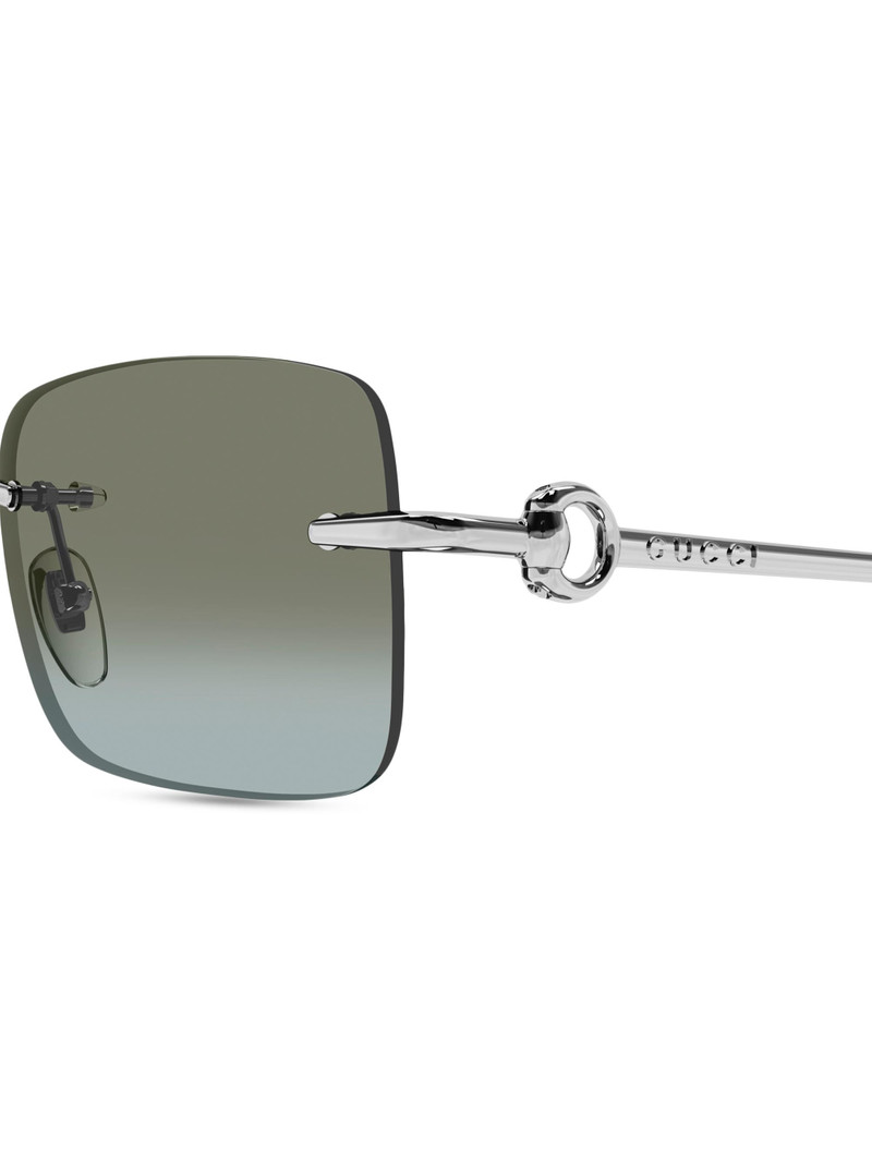 Men's Horsebit Top Bar 55MM Square Sunglasses - Silver Grey 3