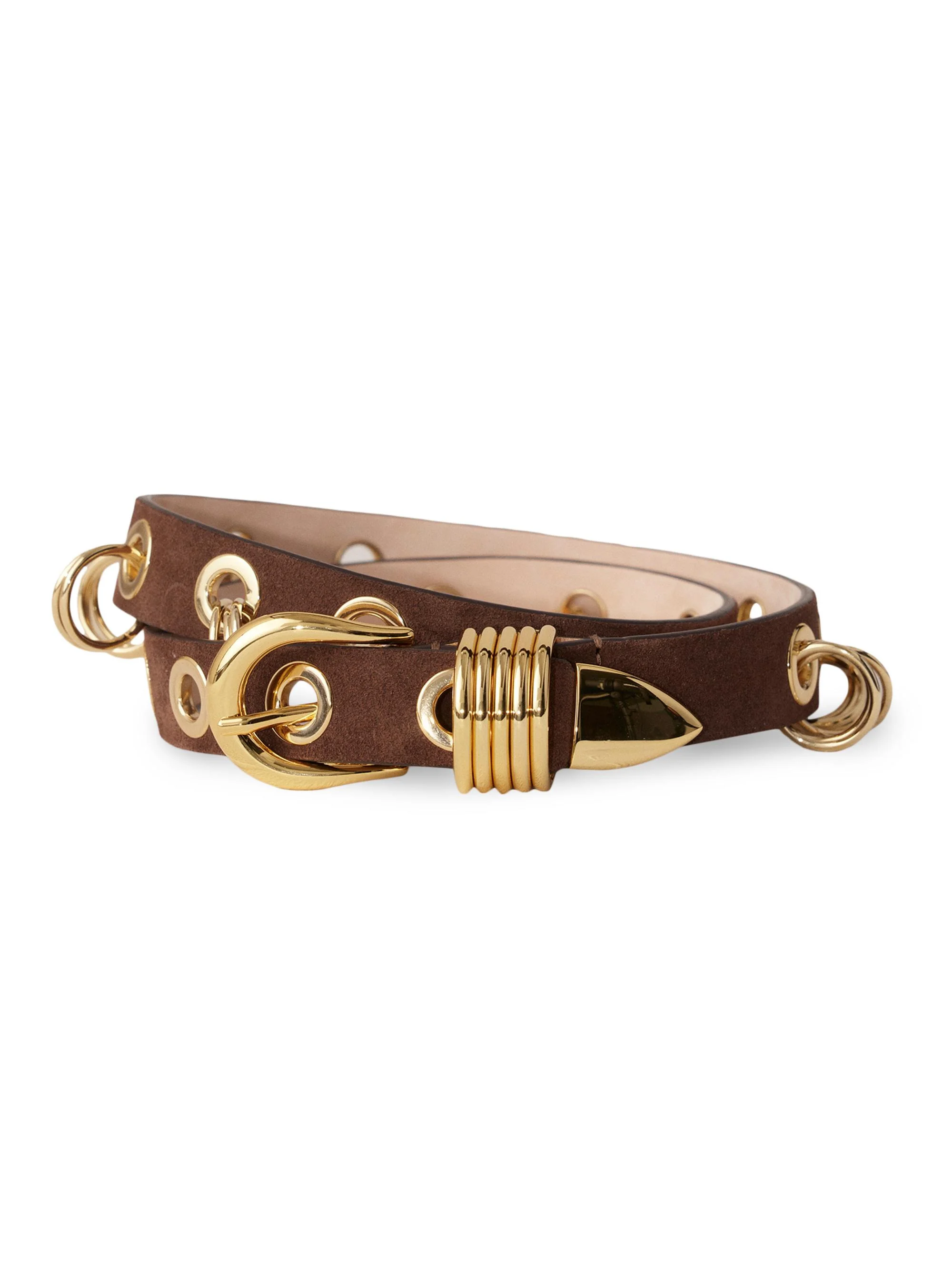 Women's Revenge Suede Ring & Grommet Belt - Chocolate Gold - 1