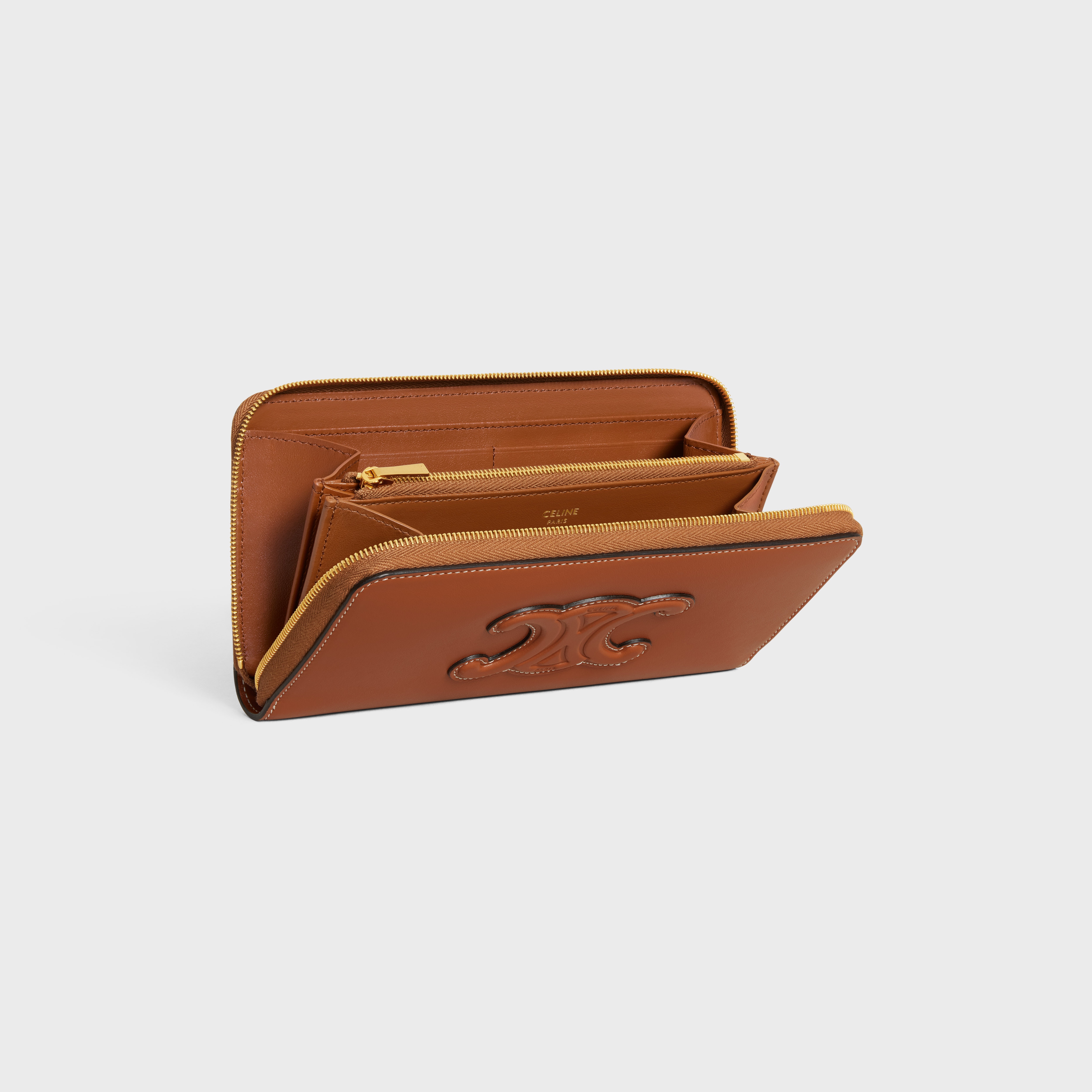 LARGE ZIPPED WALLET CUIR TRIOMPHE IN SMOOTH CALFSKIN - 4