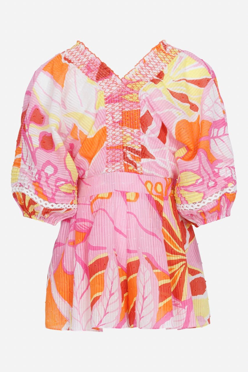 Short Jumpsuit Chantal for girls - Pink Macro Lilium - 4