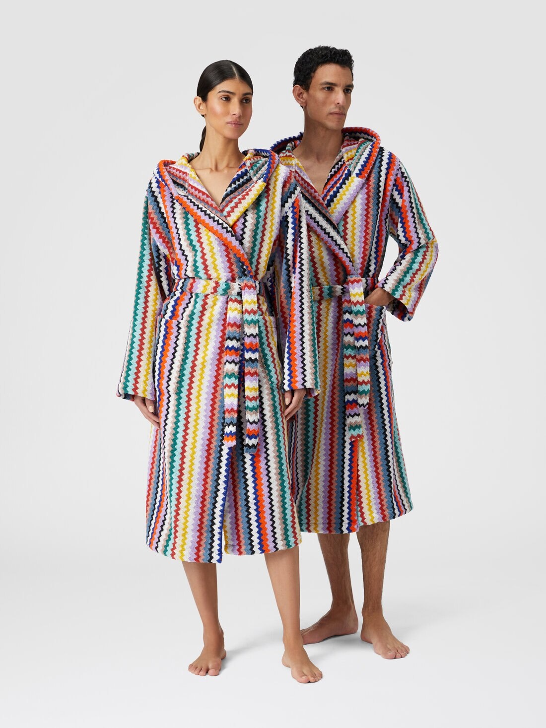 Riverbero bathrobe in cotton terry with zigzag pattern - 2