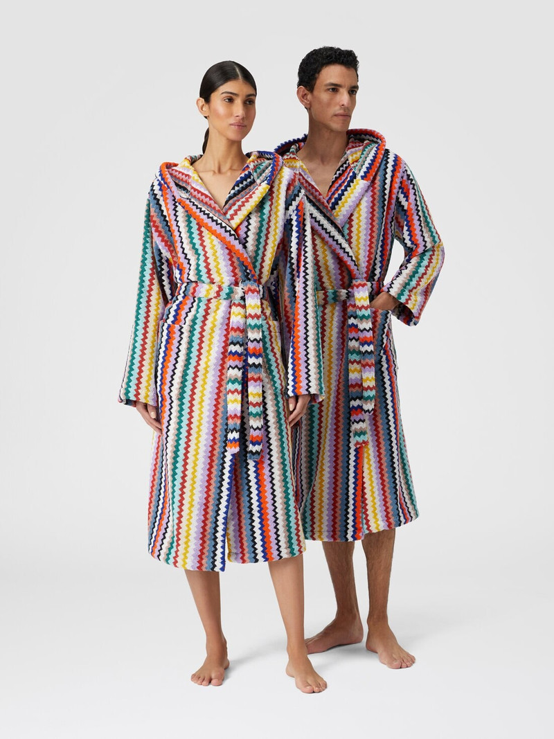 Missoni Riverbero bathrobe in cotton terry with zigzag pattern outlook