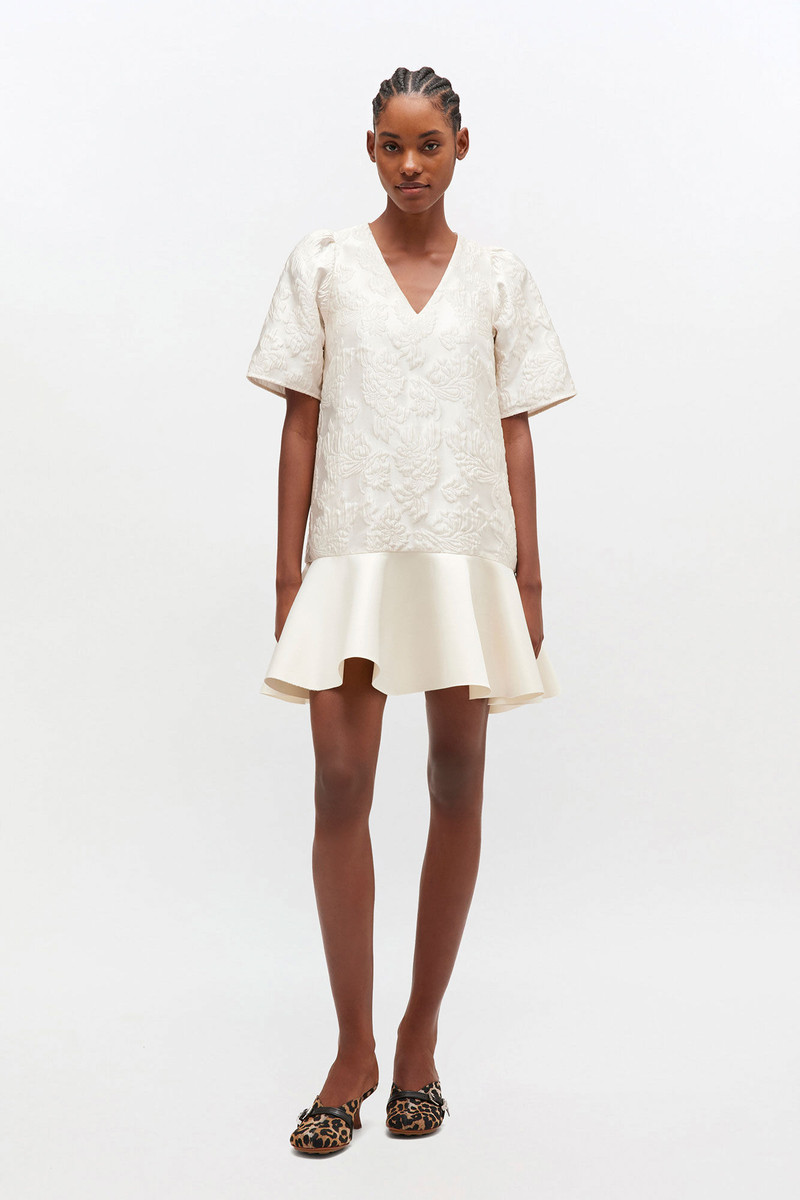 GANNI SATIN CLOQUE MINI DRESS outlook