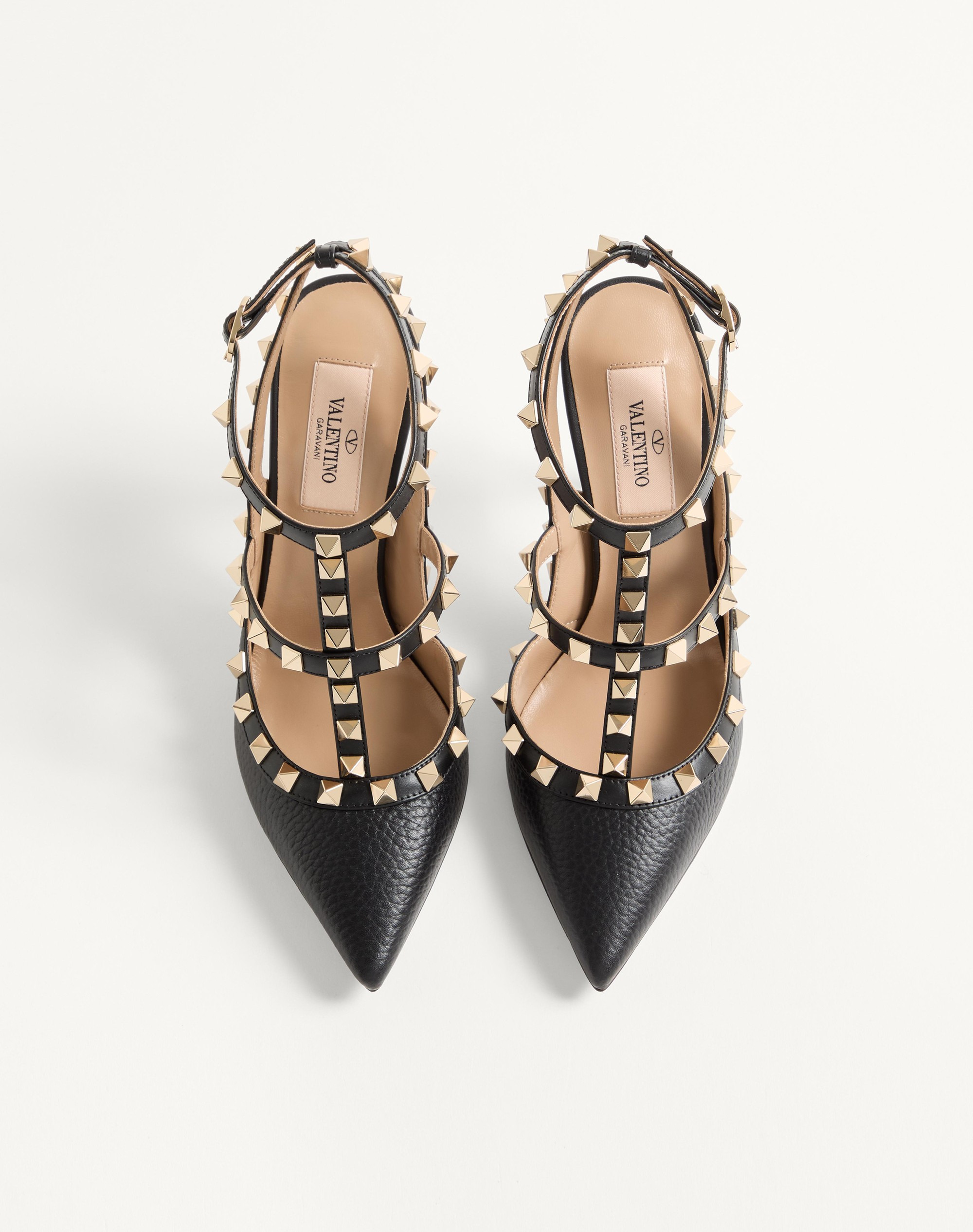 ROCKSTUD GRAINY LEATHER ANKLE STRAP PUMP 100 MM - 3