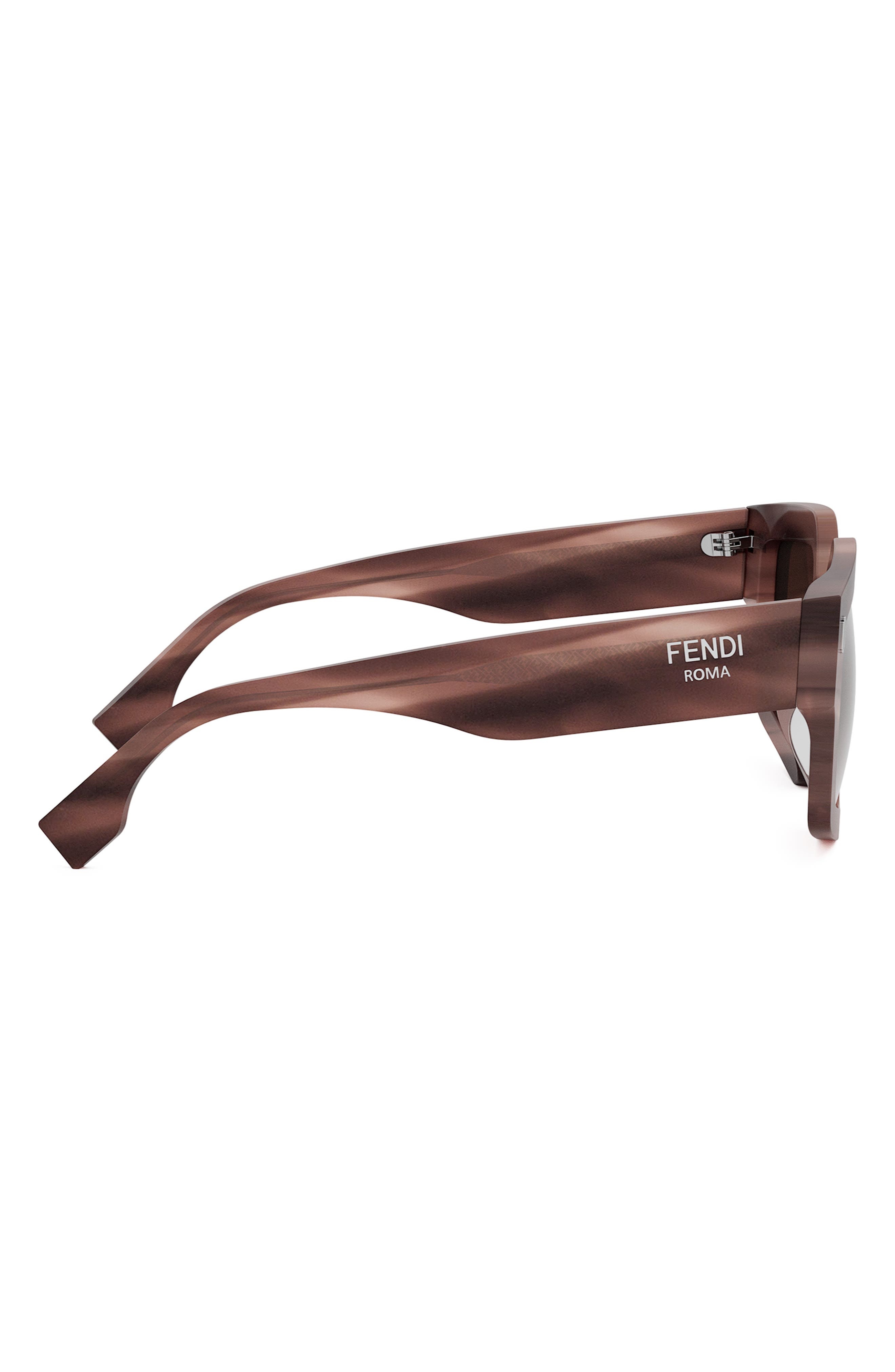Fendi Roma 52mm Square Sunglasses in Pink /Other /Gradient Brown at Nordstrom - 3