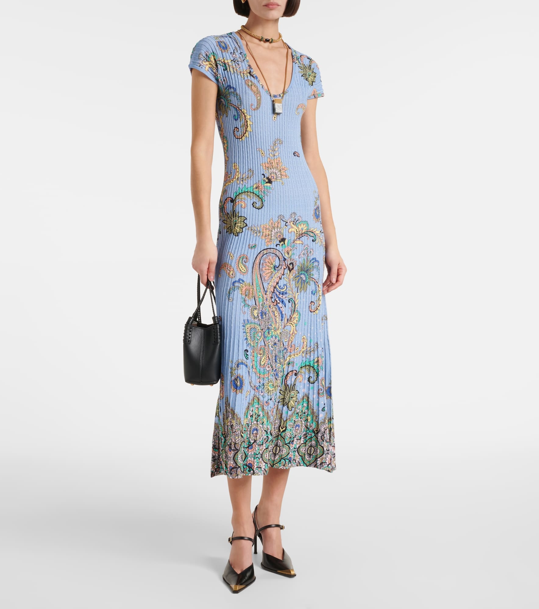 Printed cotton-blend midi dress - 2