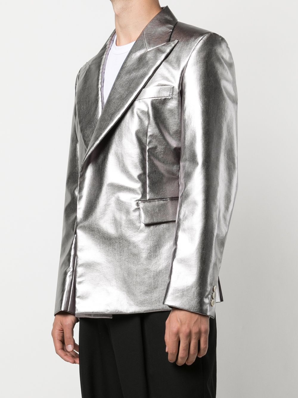 metallic single-breasted blazer - 3