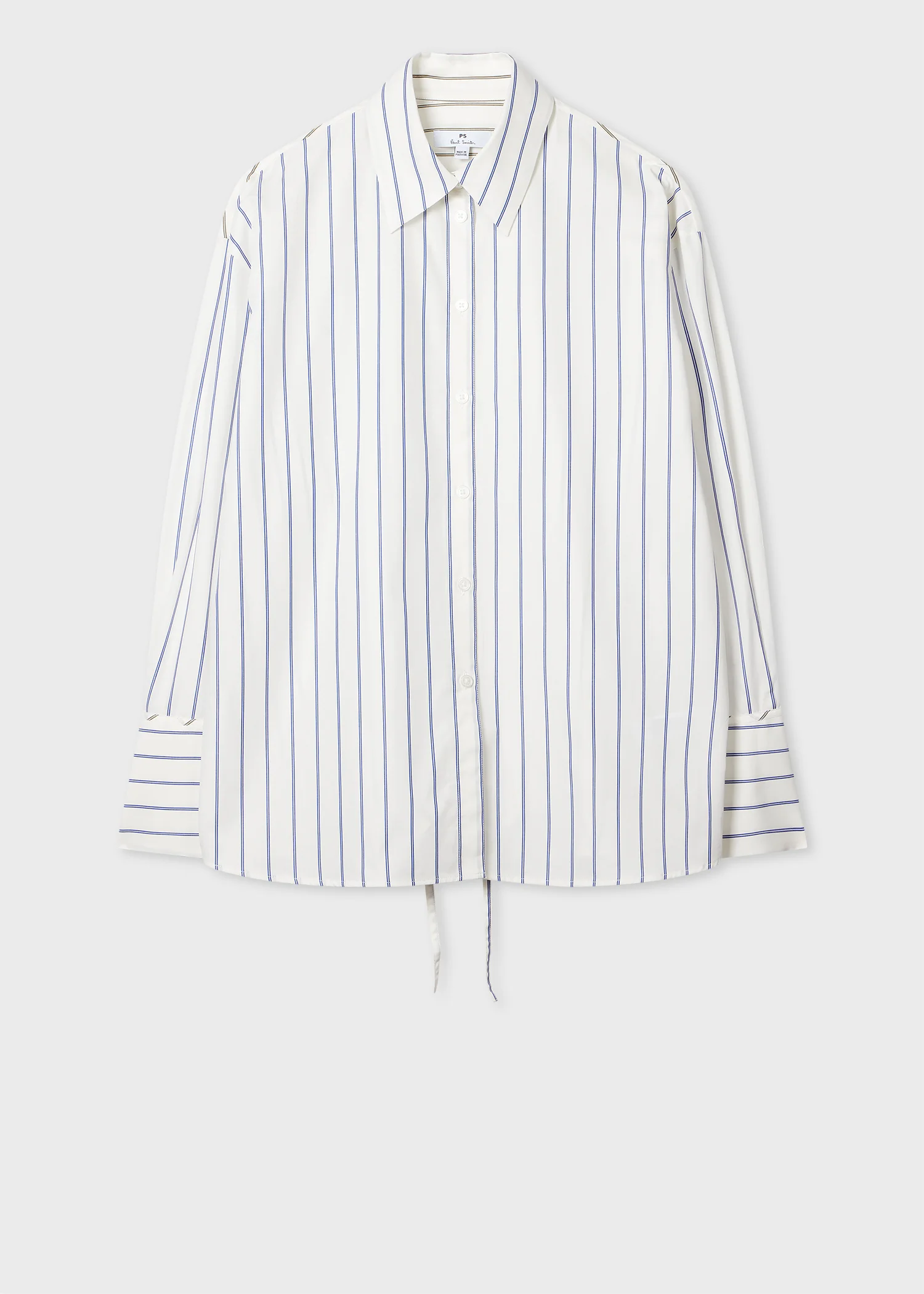 Women's Blue Cotton Stripe Shirt - 1