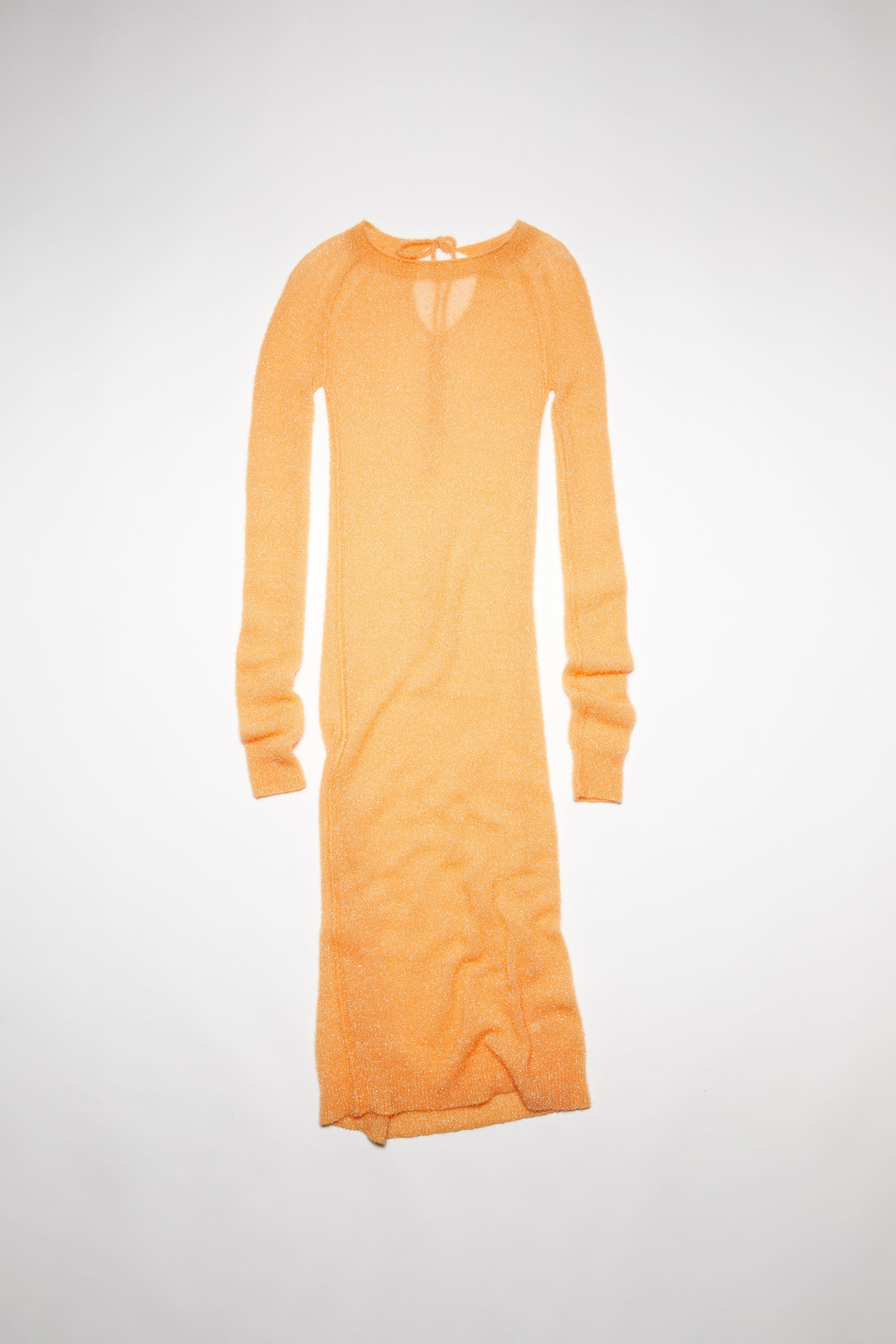 Knitted crew neck dress - Apricot orange - 6