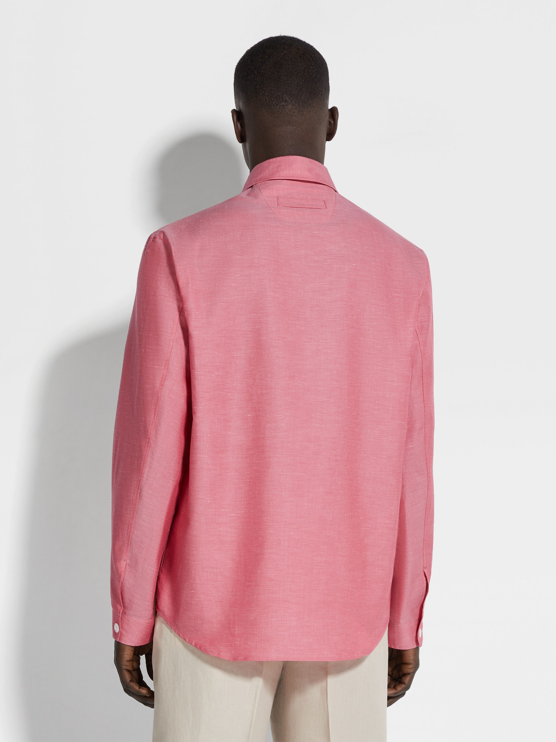 CROSSOVER BLEND COTTON LINEN AND SILK POLO SHIRT - 5