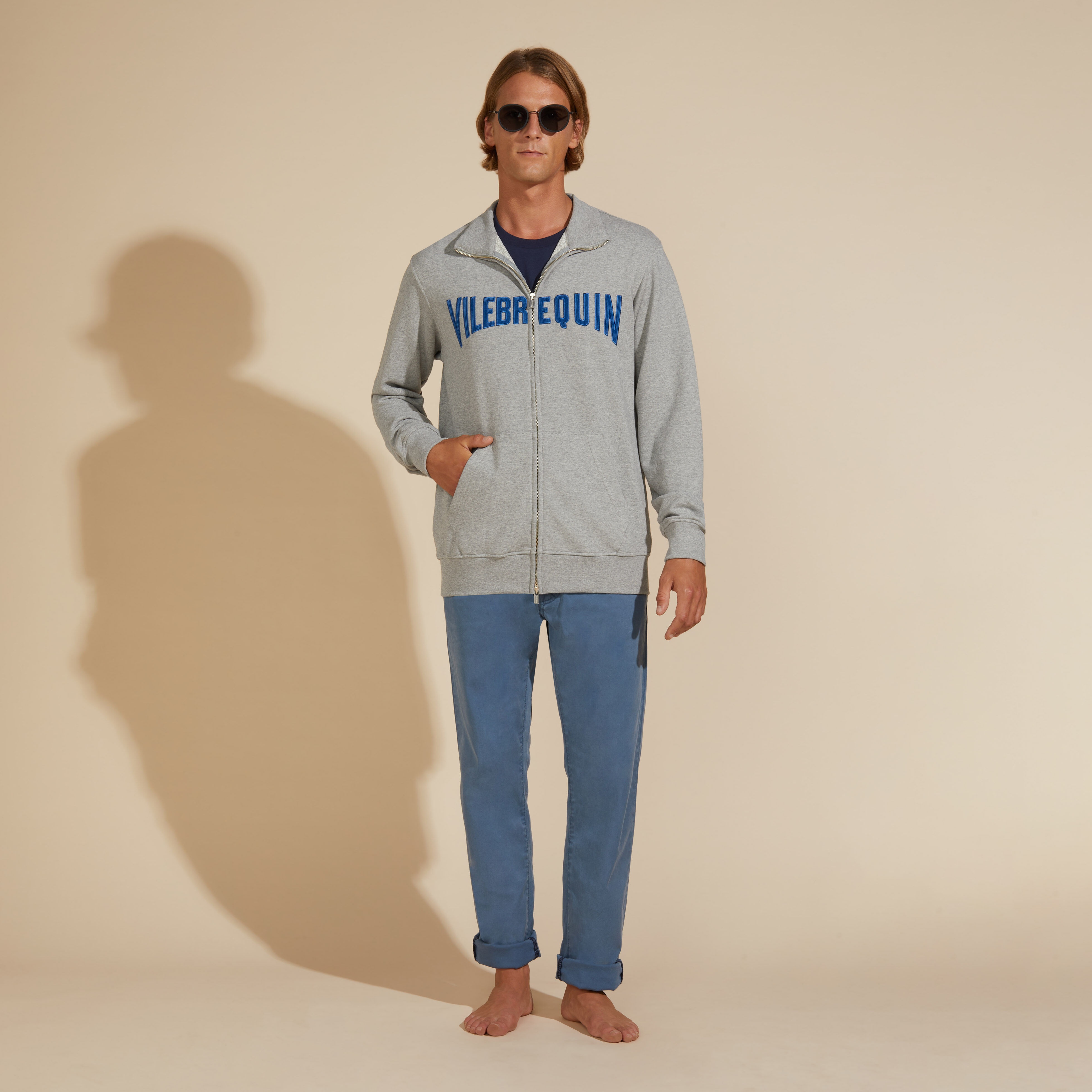 Men Front Zip Sweatshirt Embroidered Logo Velvet Starlettes - 5