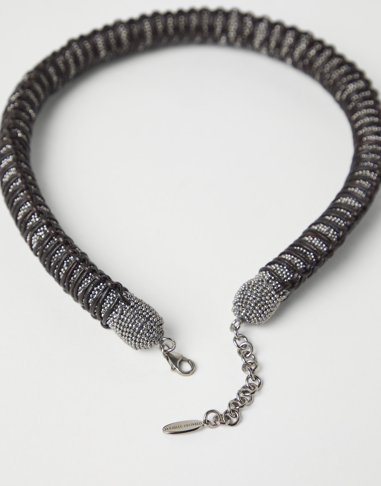 Monili and braided leather choker - 2