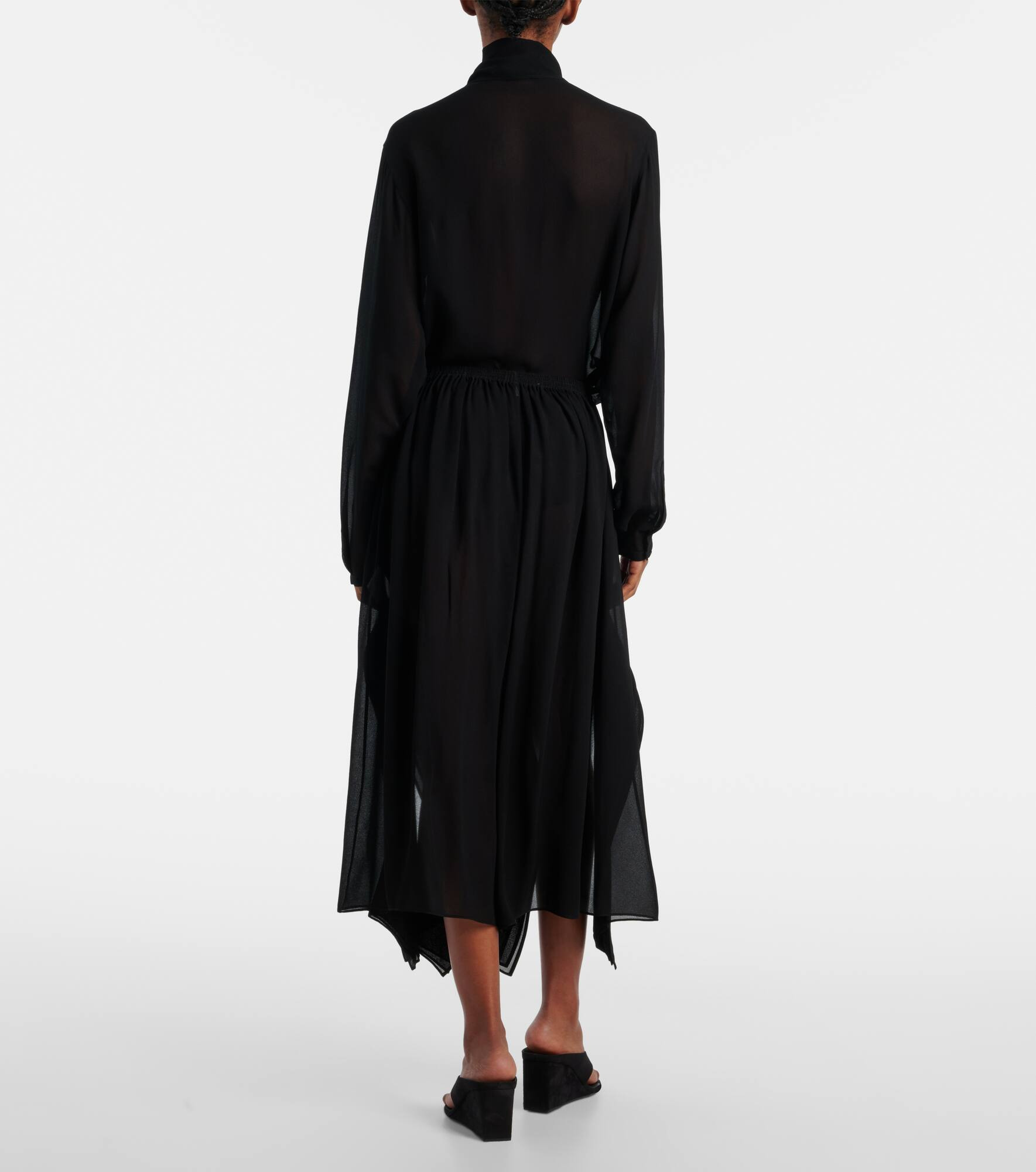 Low-rise georgette wide-leg pants - 3