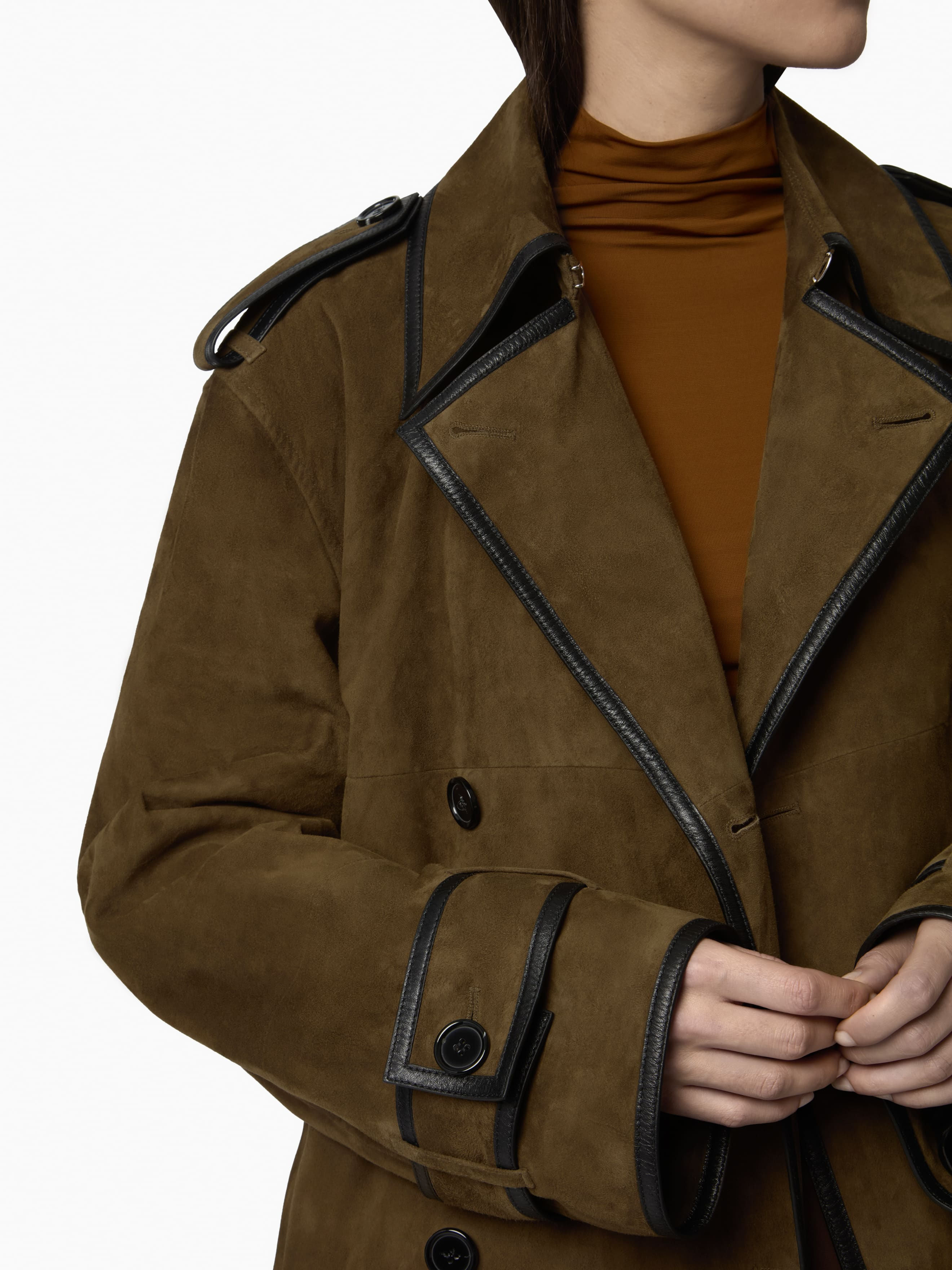 Belted Suede Leather Trench - 3