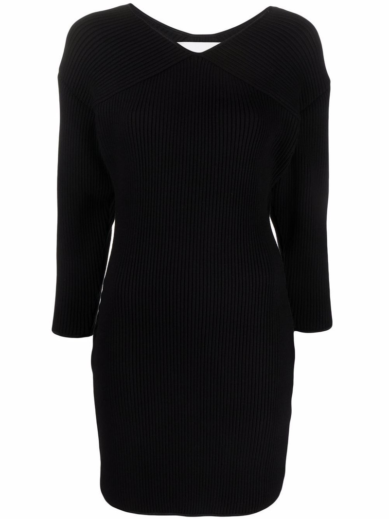 ribbed-knit V-neck dress 1