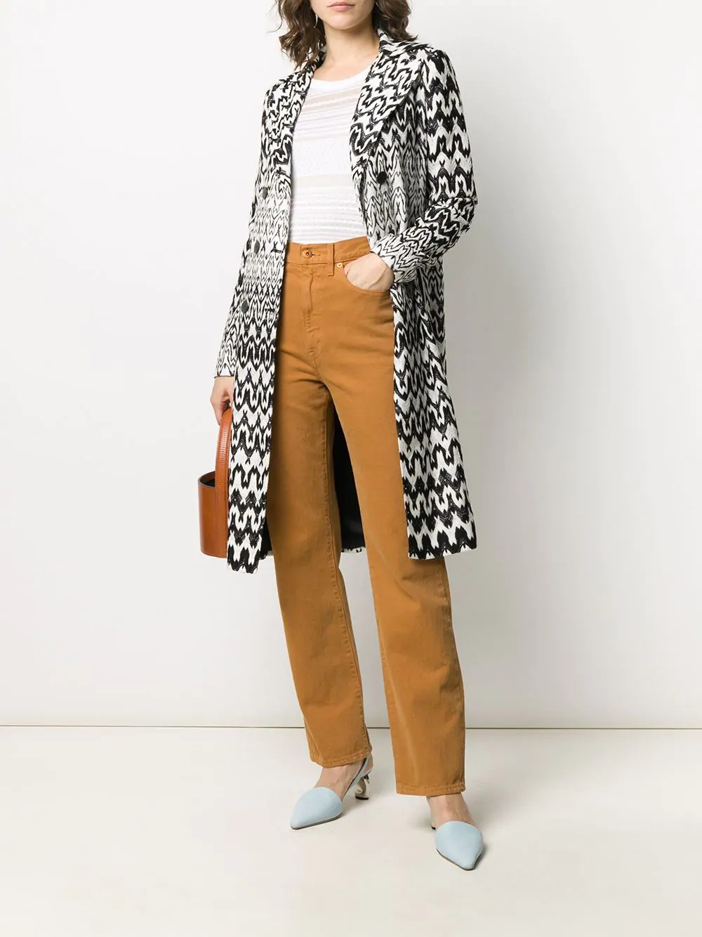 geometric pattern double-breasted coat - 2